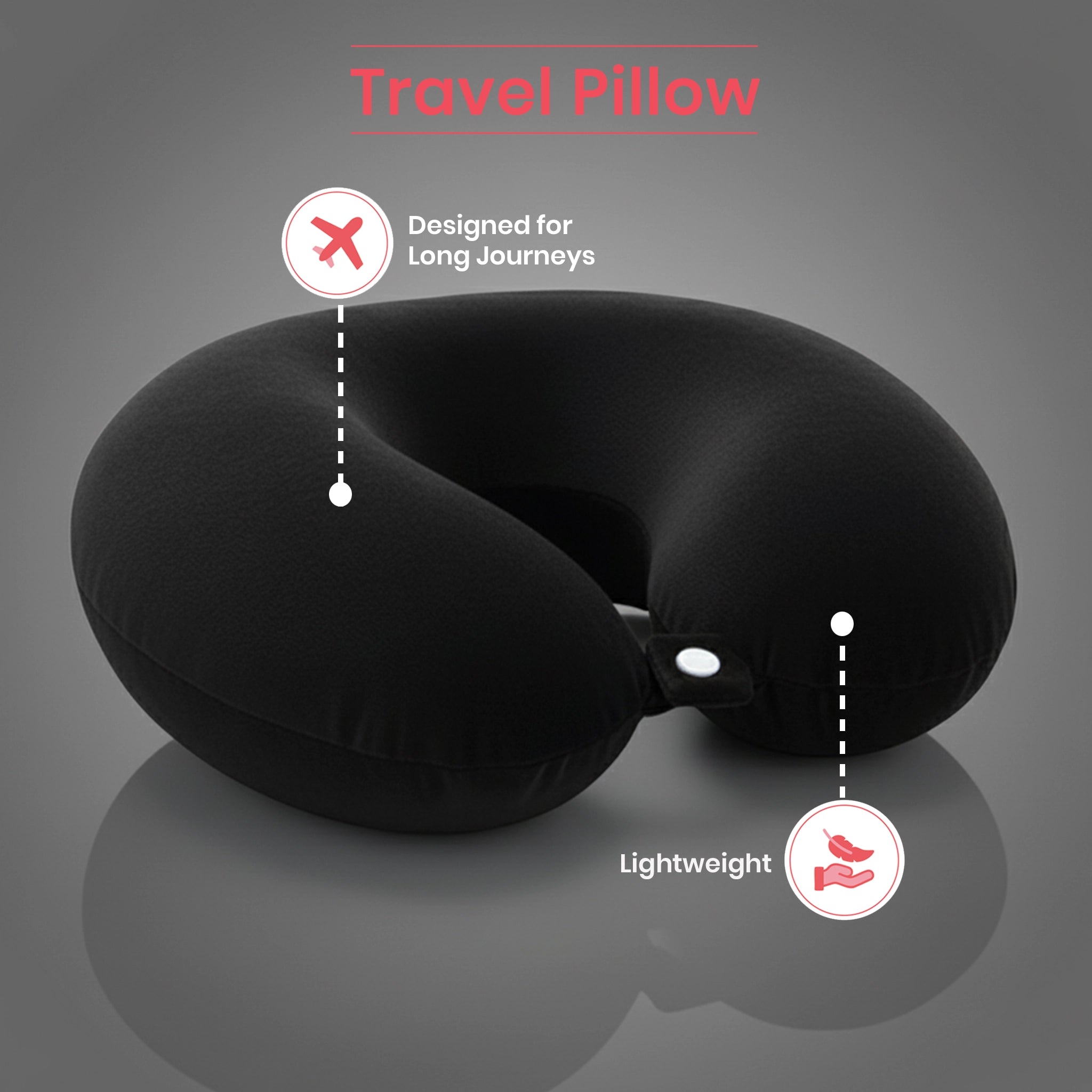 Wanderlust | Travel Neck Pillow | Black Black