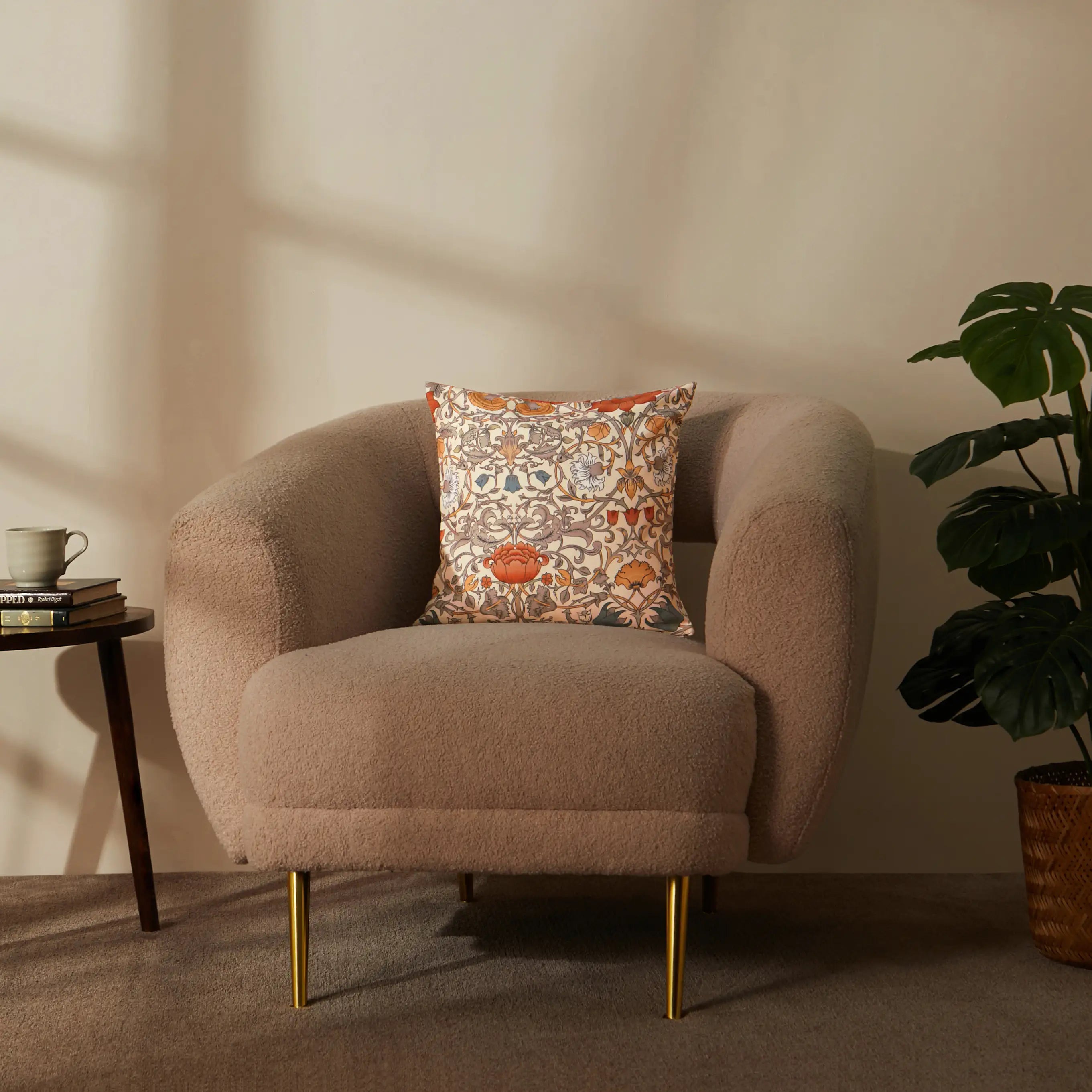 Vissencia Printed Cushion Cover | Floral Trail Rust / Cushion Cover (41cm x 41cm)