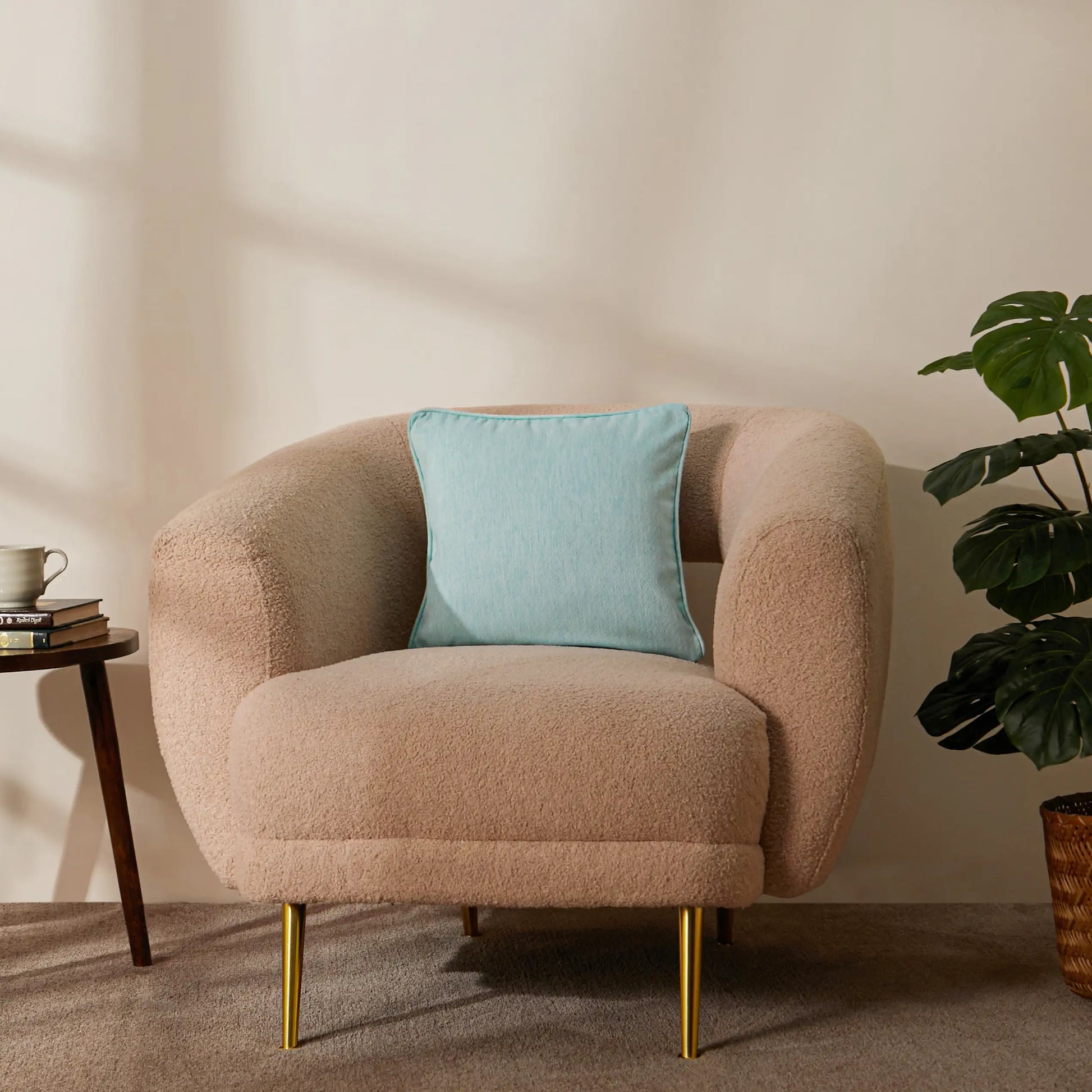 Vissencia Solid Cushion Cover | Textured Weaves Blue Sky / Cushion Cover (41cm x 41cm)