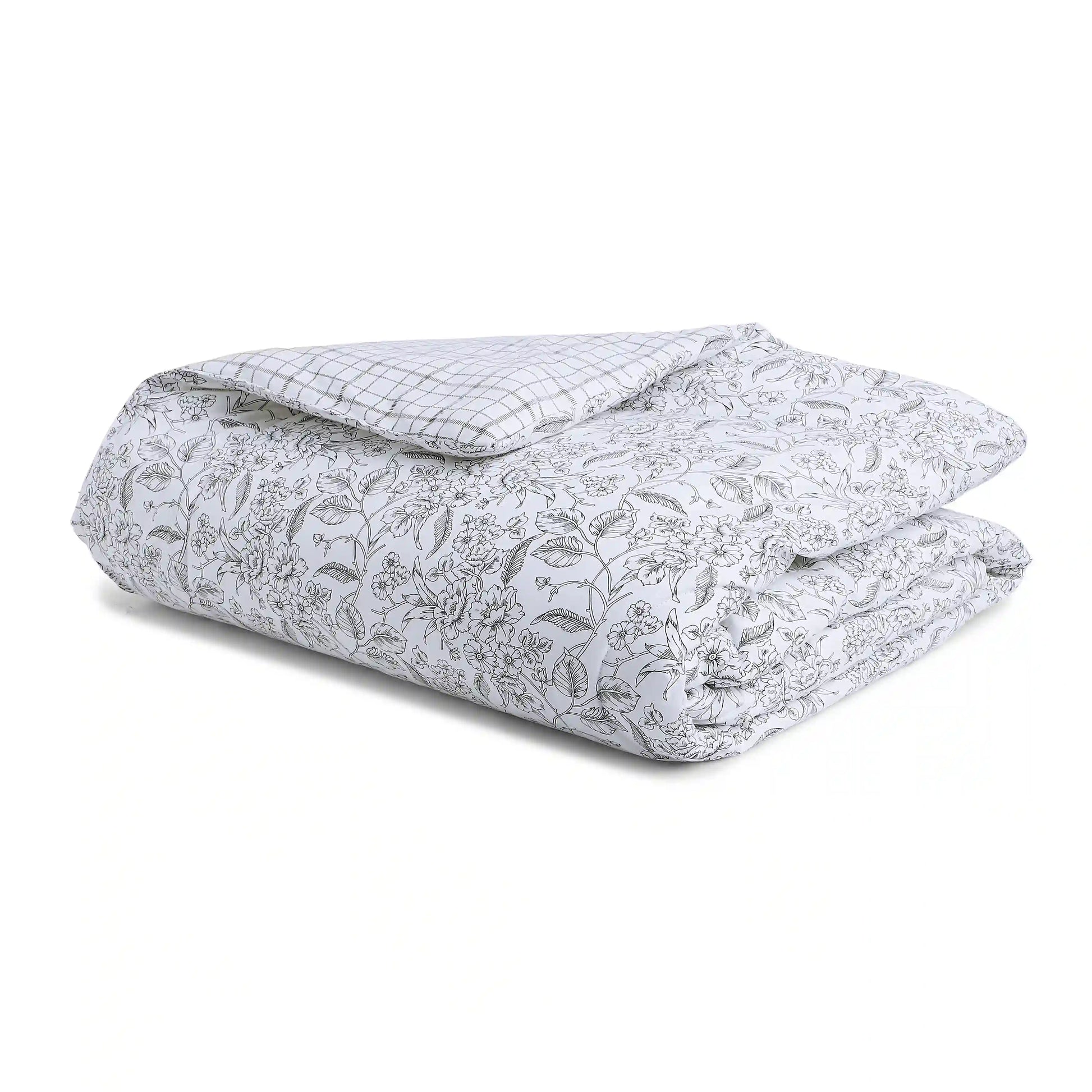 Mishella Printed Charcoal Bloom Comforter-240gsm Charcoal Bloom / Double