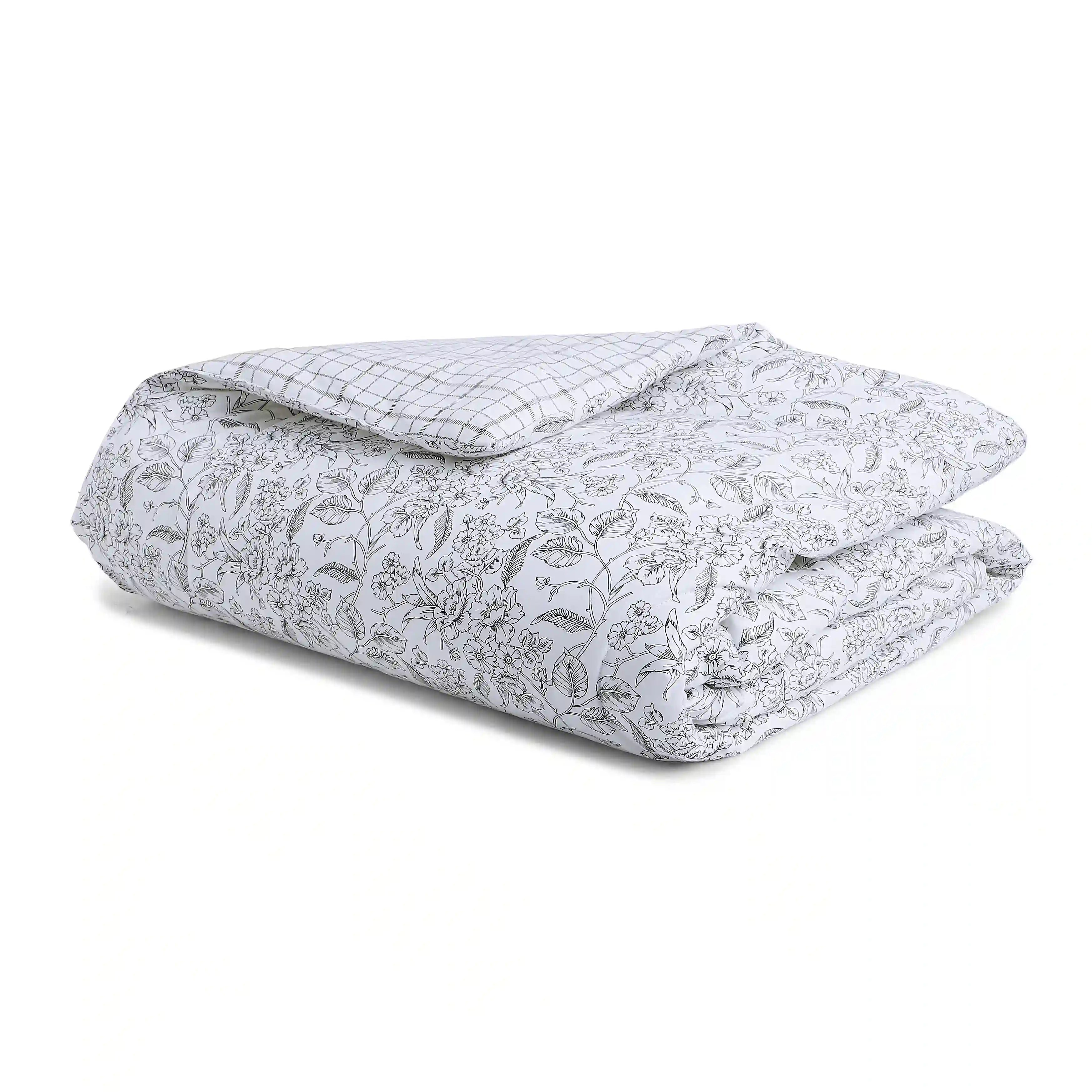 Mishella Printed Charcoal Bloom Comforter-240gsm Charcoal Bloom / Double