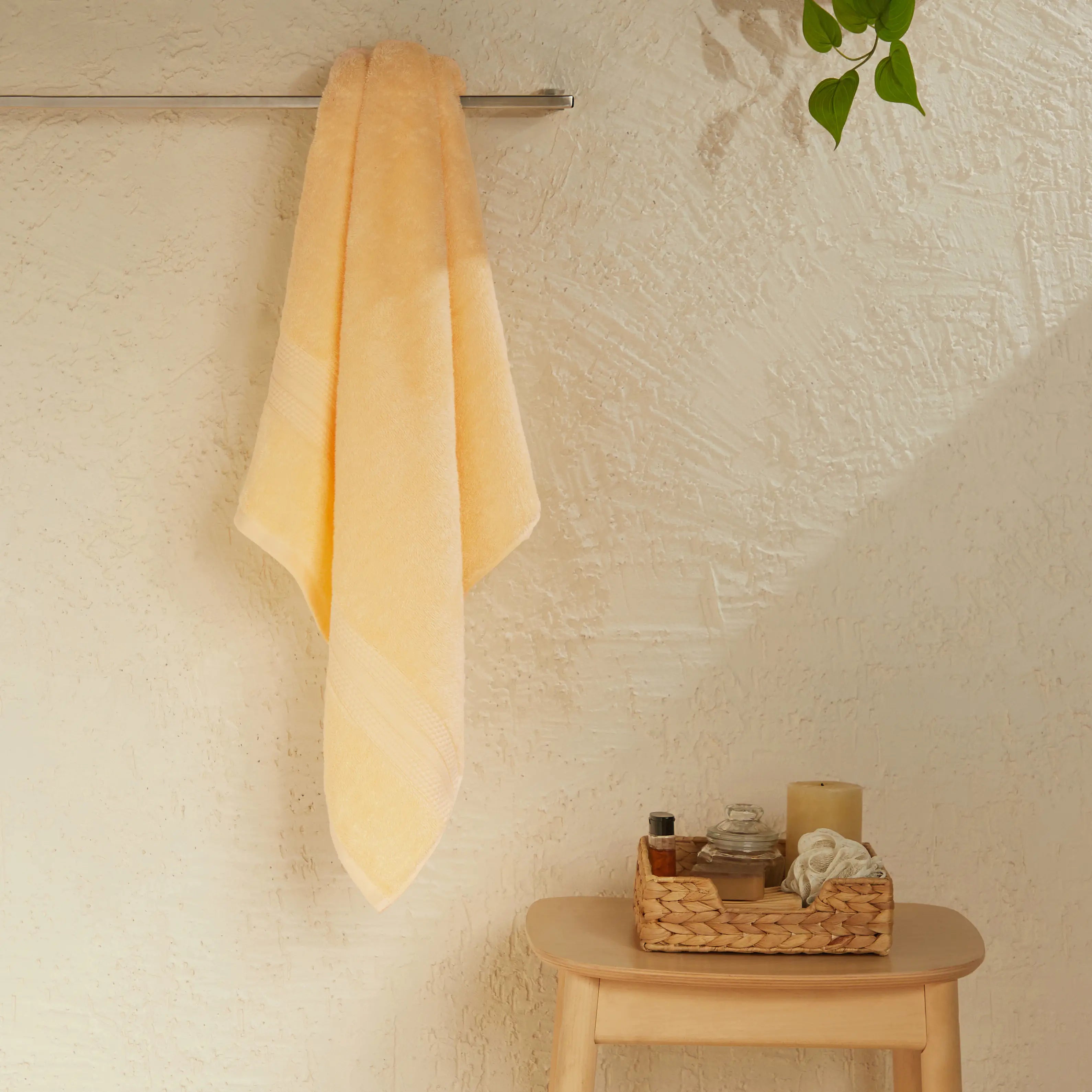 Paleto | Everyday Essentials Absorbent Ring Spun Cotton 6 Piece Terry Towel Set | Set of Bath, Hand & Face Towels Buttercream / 6 Piece Set