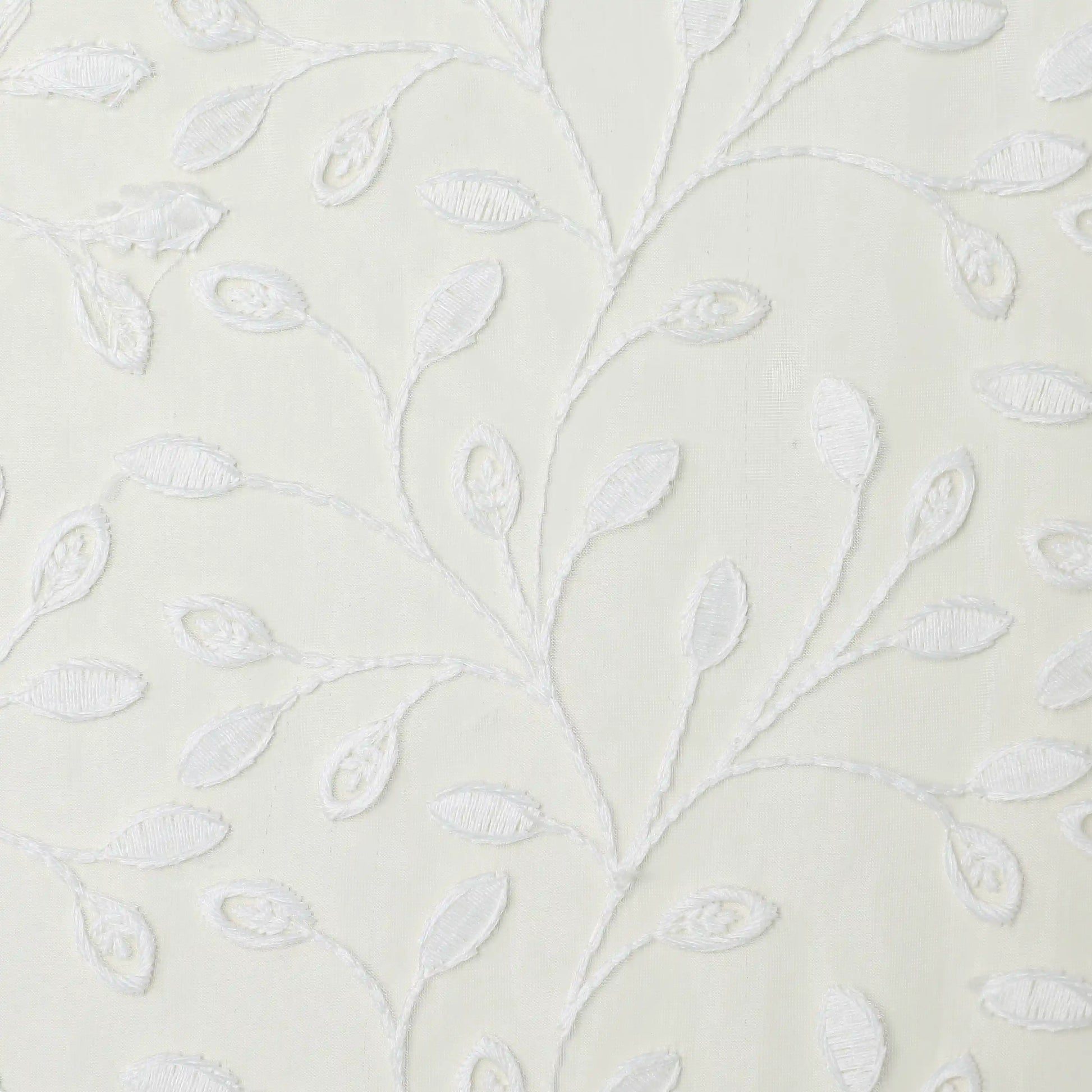 Velina Set Of 2 Embroidered Sheer Readymade Curtains | Threaded Story Glacier Whisper / Door (3.60ft X 7.22ft)