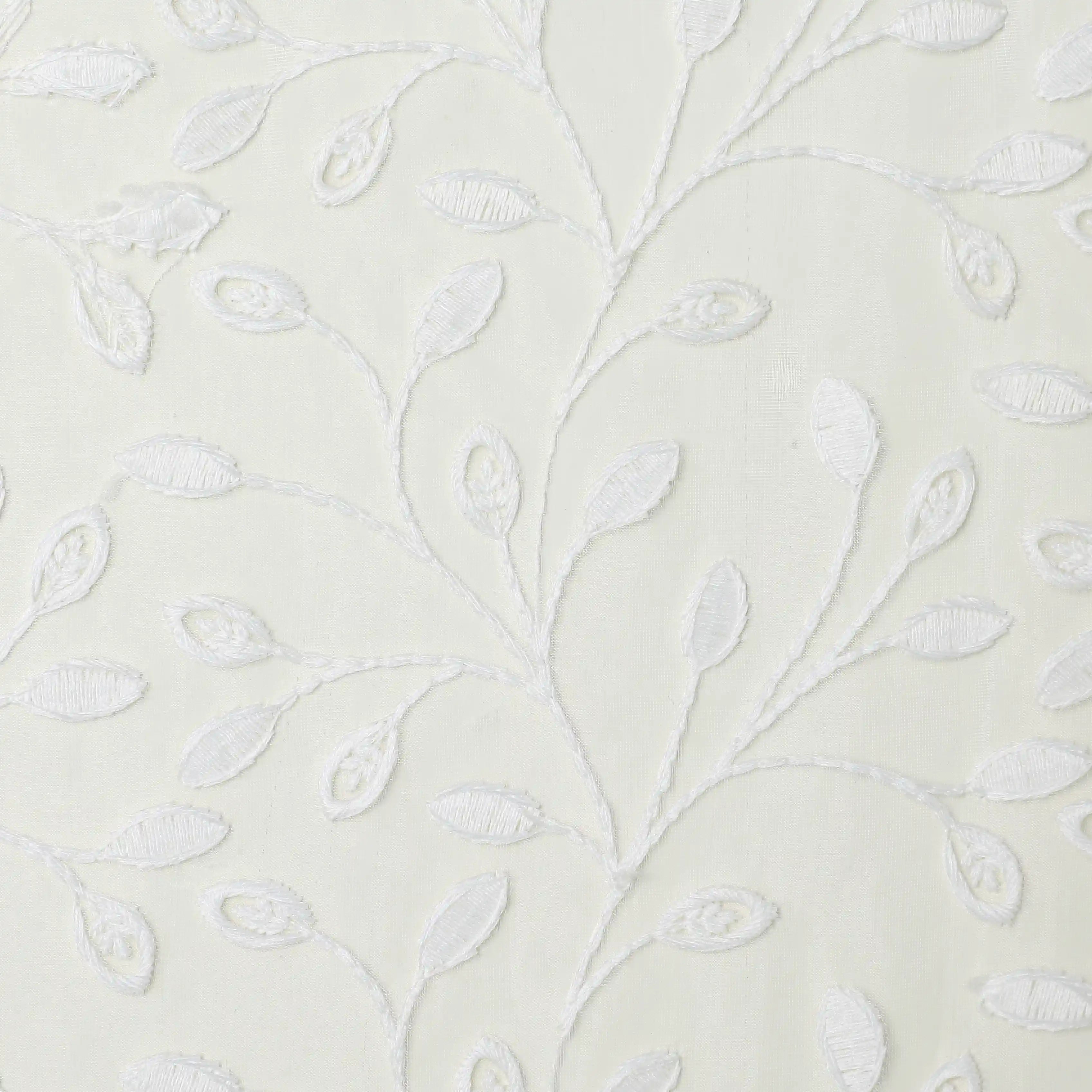 Velina Set Of 2 Embroidered Sheer Readymade Curtains | Threaded Story Glacier Whisper / Door (3.60ft X 7.22ft)