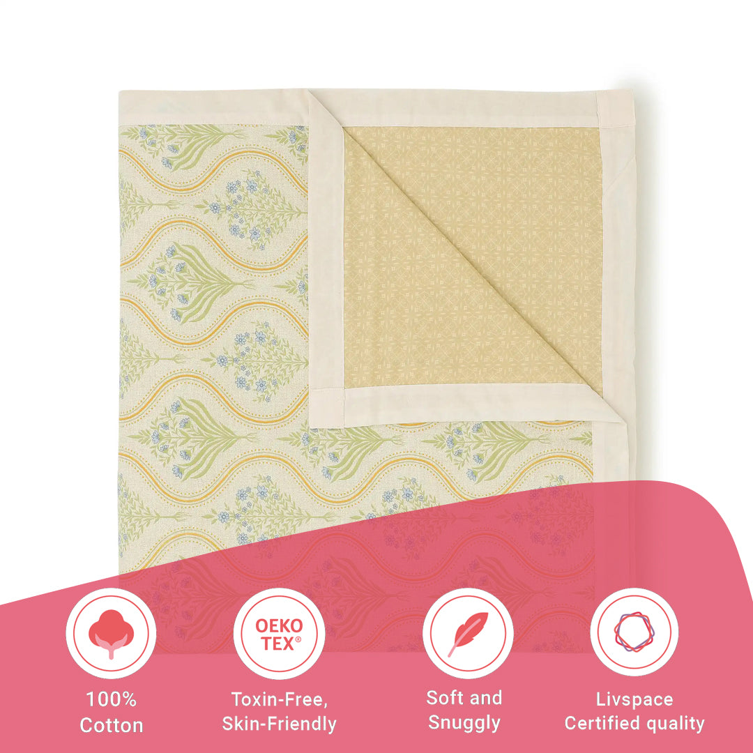 Chippa Lane | Contemporary Indian Print Design Reversible Dohar with Super Soft Flannel Layering-Mustard