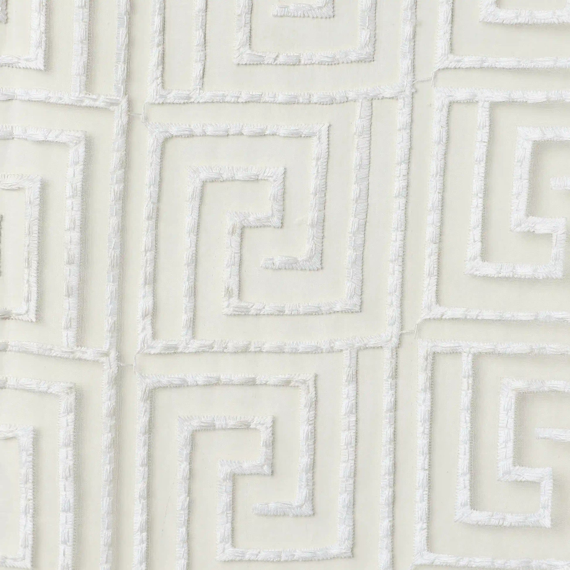 Velina Set Of 2 Embroidered Sheer Readymade Curtains | Modern Maze White / Door (3.60ft X 7.22ft)