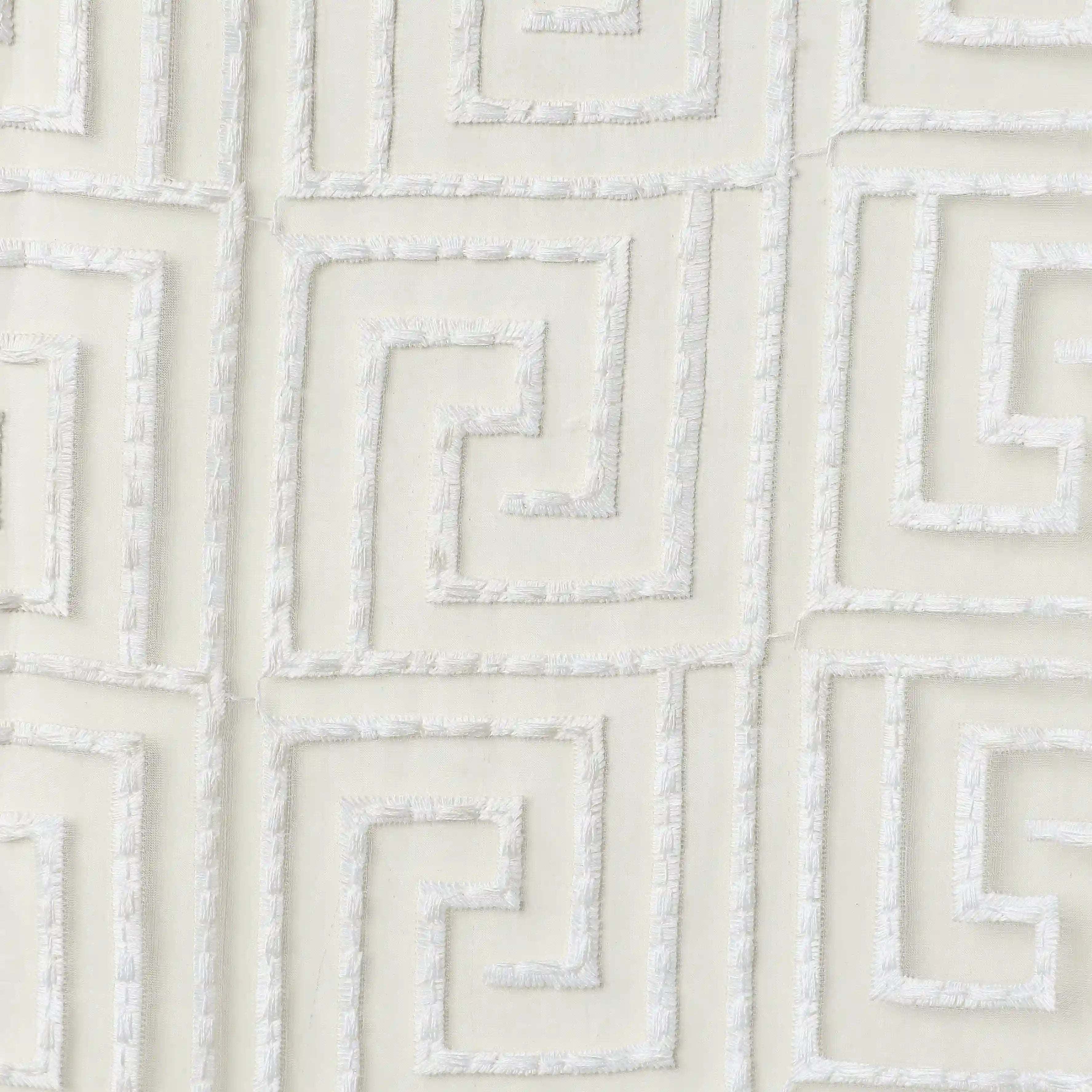 Velina Set Of 2 Embroidered Sheer Readymade Curtains | Modern Maze White / Door (3.60ft X 7.22ft)