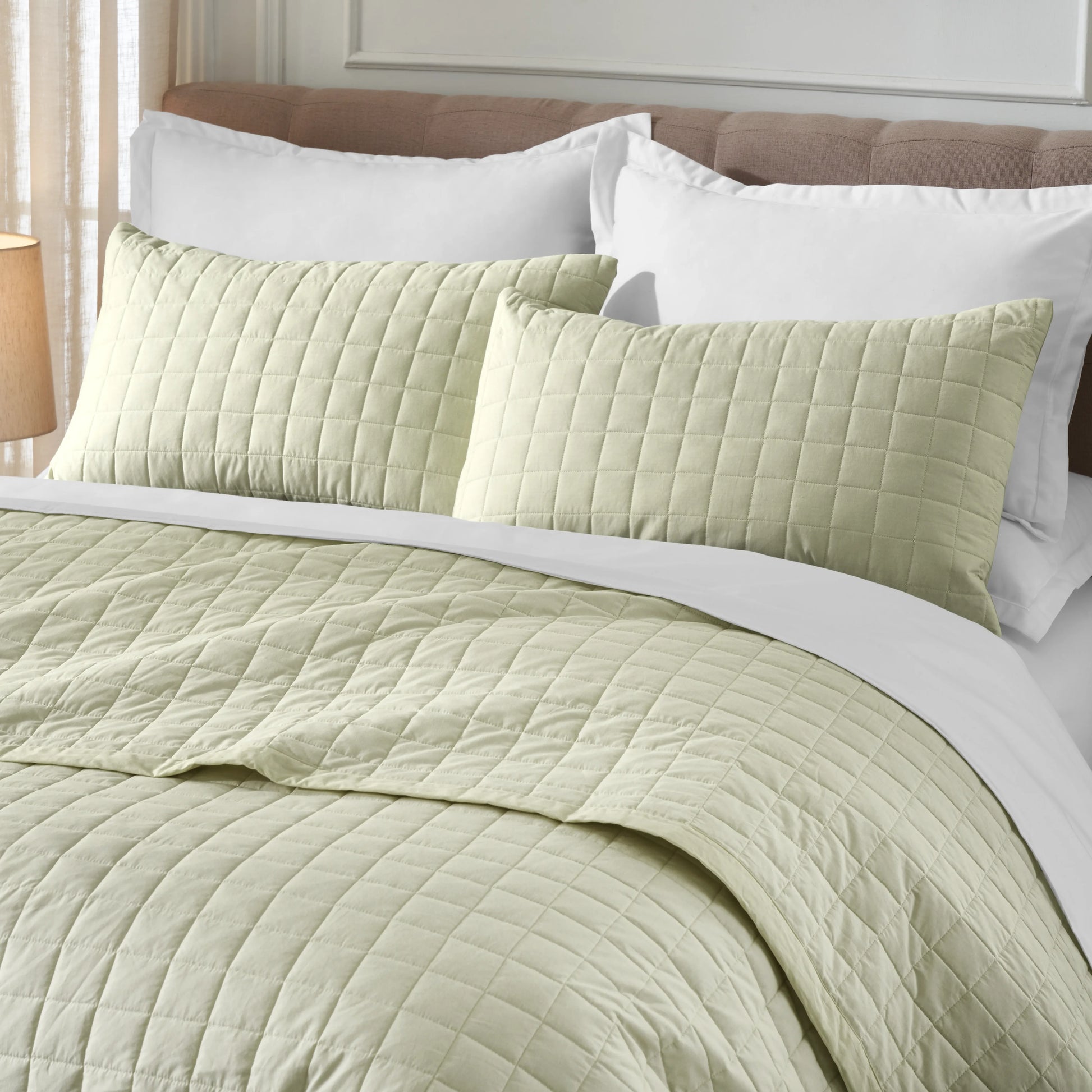 Nuvola | Luxurious Solid Dyed Box Quilted Cotton Bedcover Set Linen