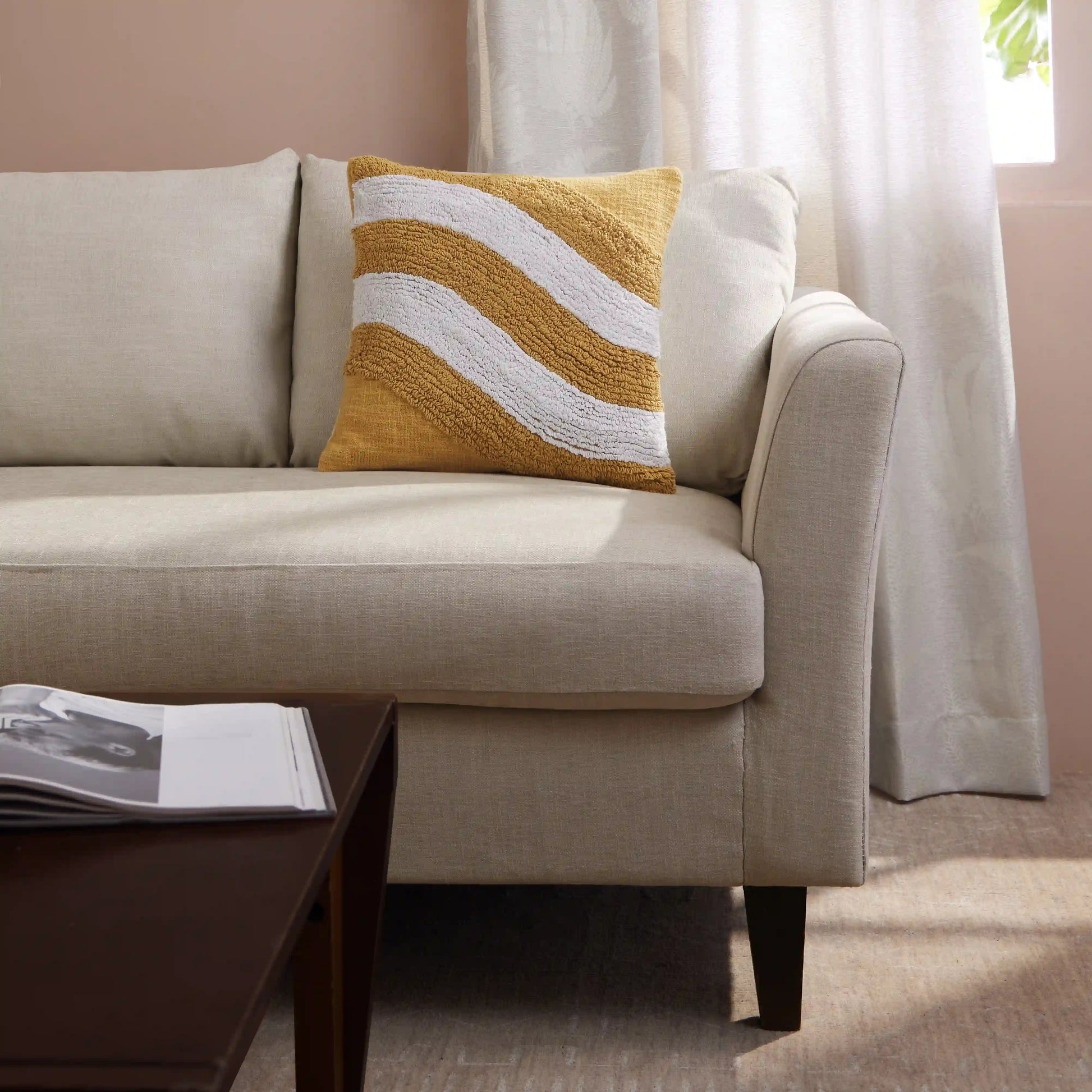 Espricia 100% Cotton Tufted Cushion Cover | Golden Hour Sunset Soiree / Cushion Cover (51cm x 51cm)