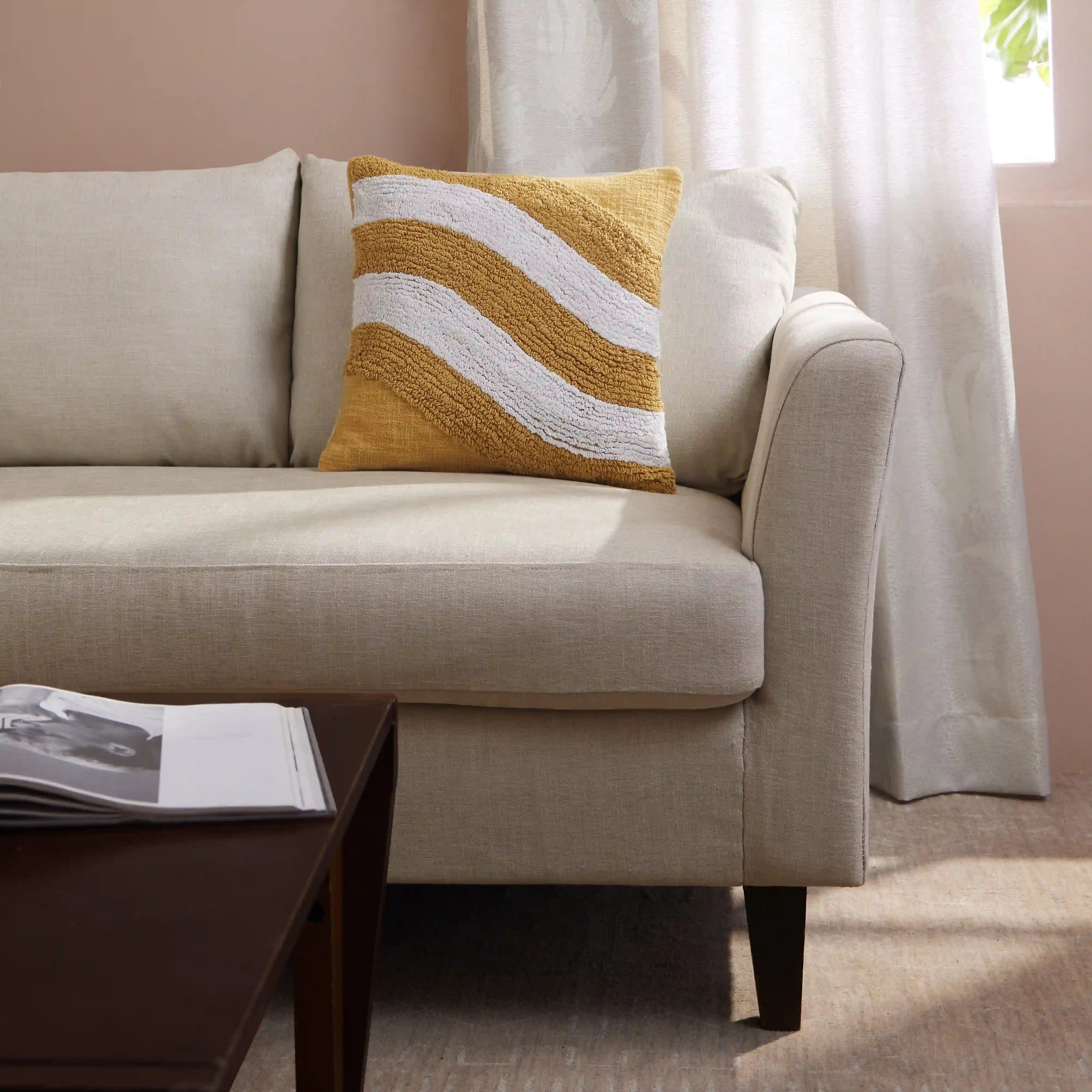 Espricia 100% Cotton Tufted Cushion Cover | Golden Hour Sunset Soiree / Cushion Cover (51cm x 51cm)