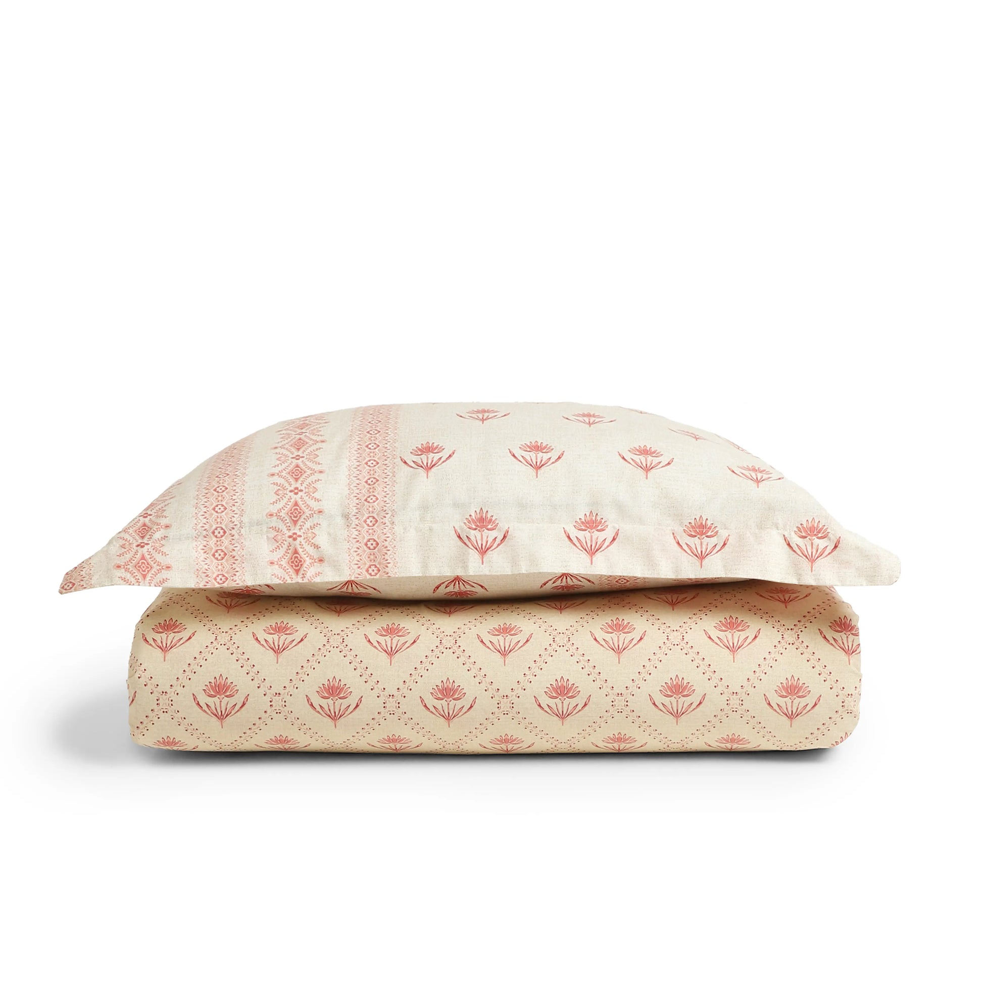 Chippa Lane | Contemporary Indian Print Design Cotton Bedsheet Set-Red Red / Single
