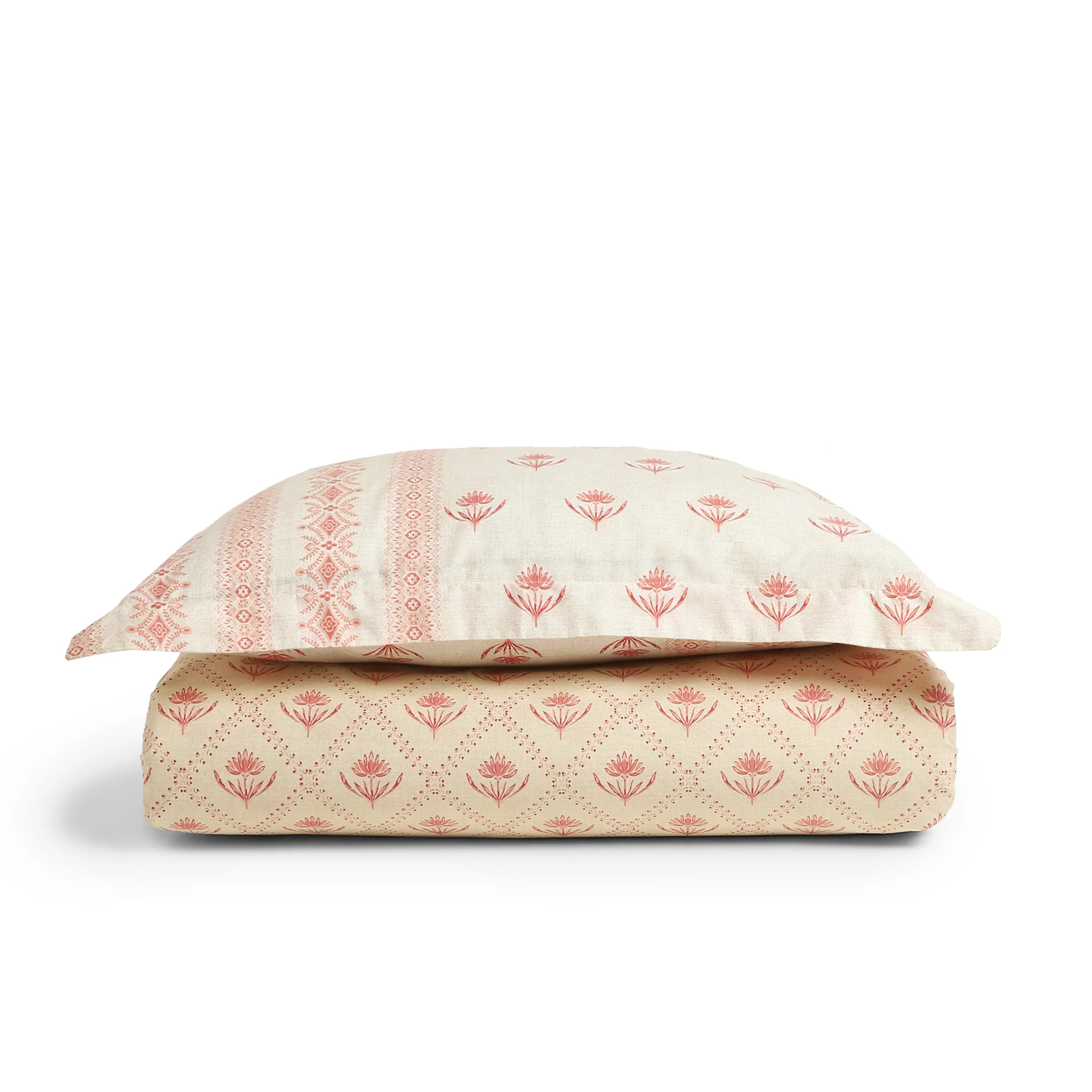 Chippa Lane | Contemporary Indian Print Design Cotton Bedsheet Set-Red Red / Single