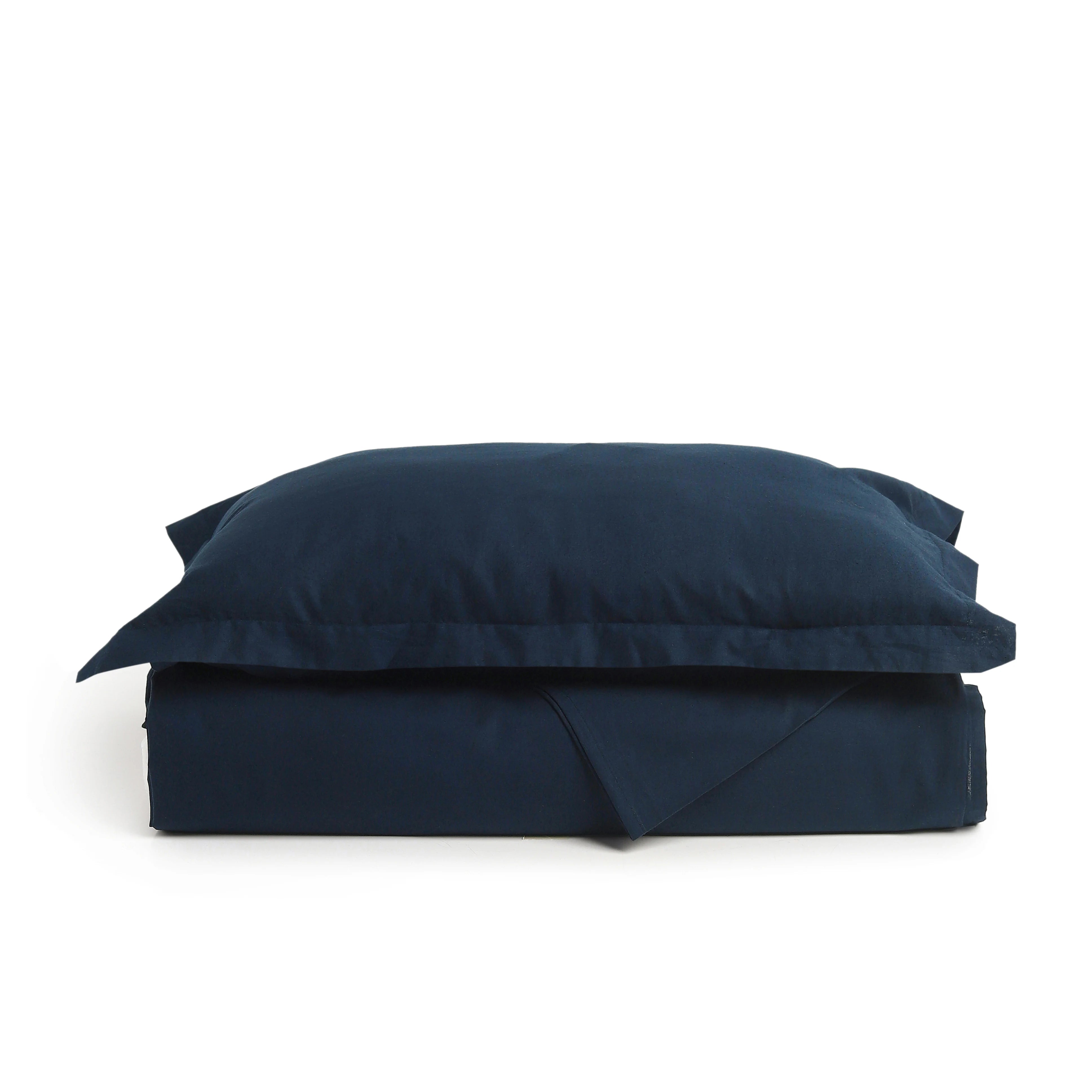 Paleto | Everyday Hues Solid Dyed Cotton Bedsheet Set-Navy Navy / Single