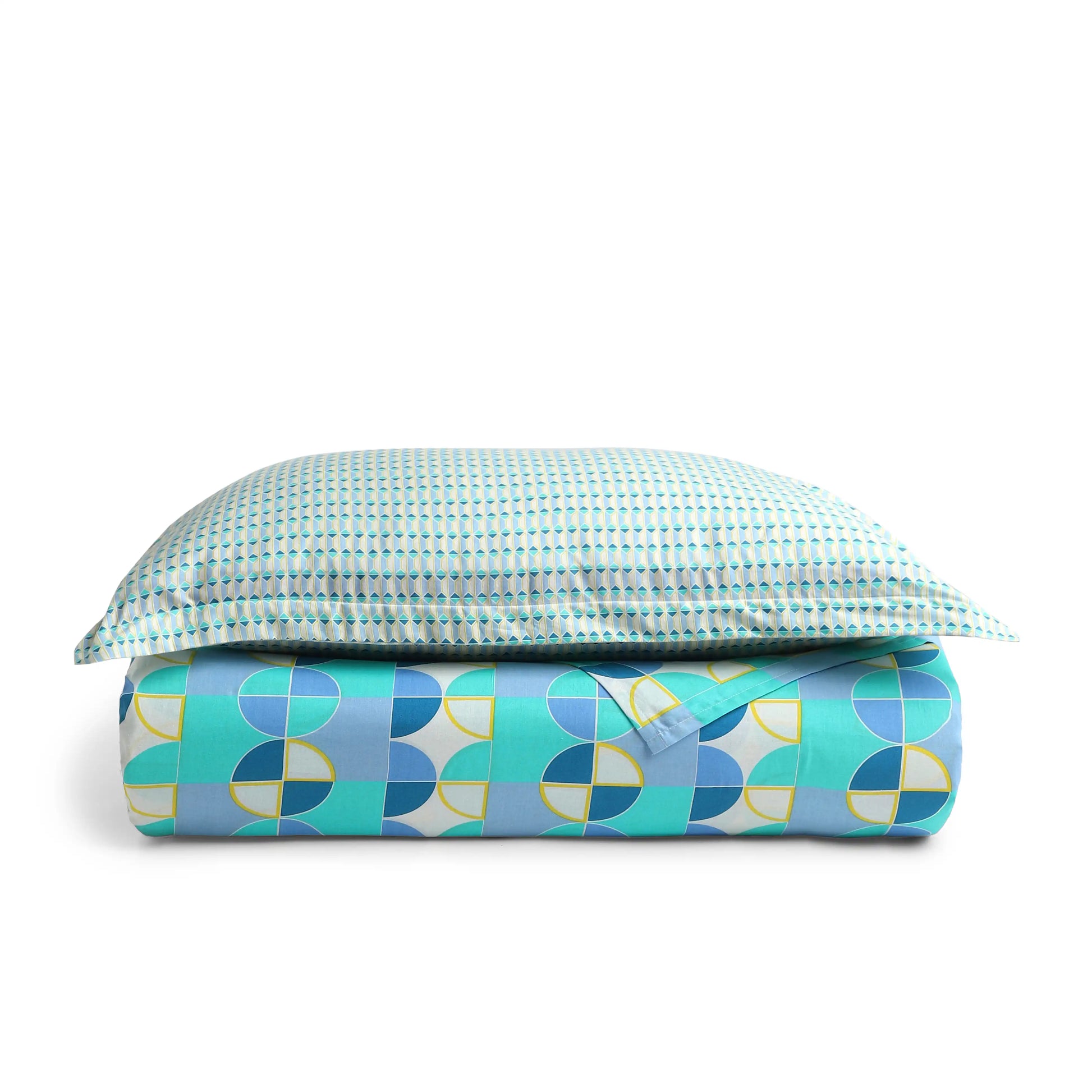 Mishella | Mix & Match Printed Cotton Bedsheet Set - Orbit Teal Orbit Teal / Single