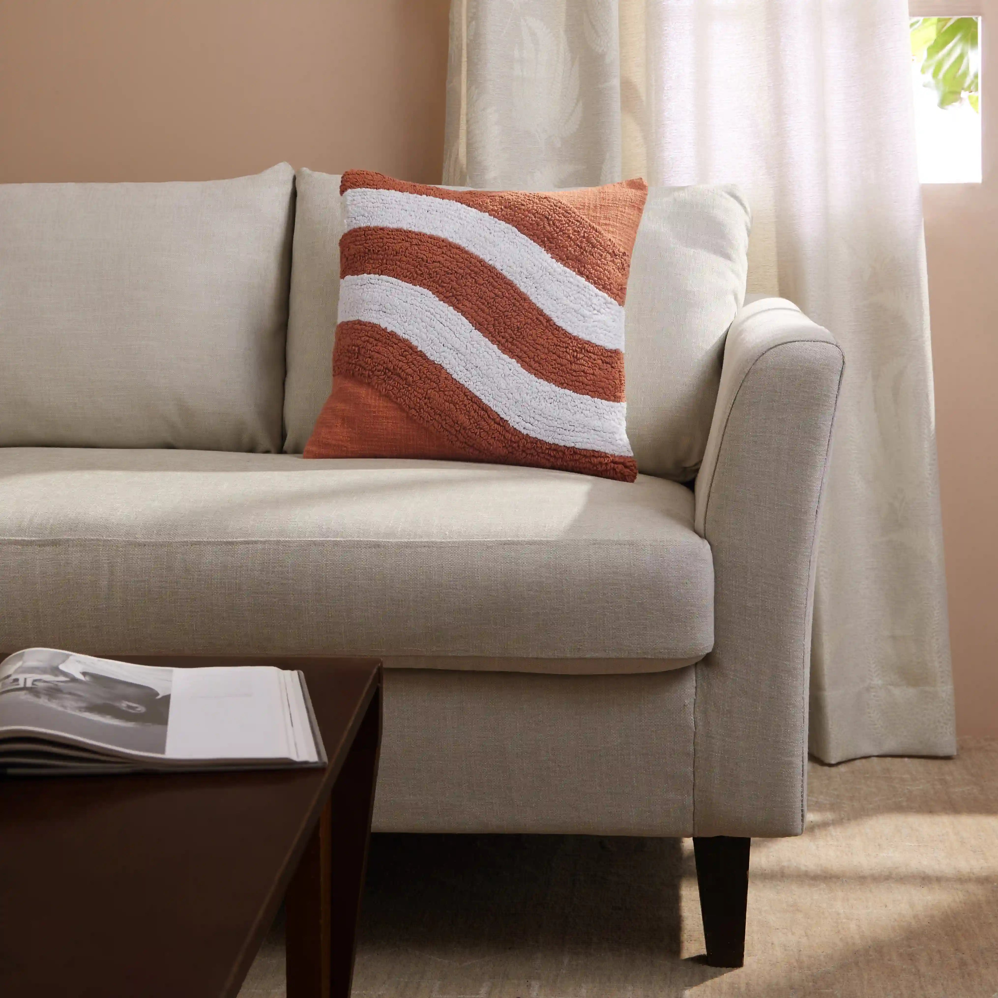 Espricia 100% Cotton Tufted Cushion Cover | Golden Hour Sunset Rust / Cushion Cover (41cm x 41cm)