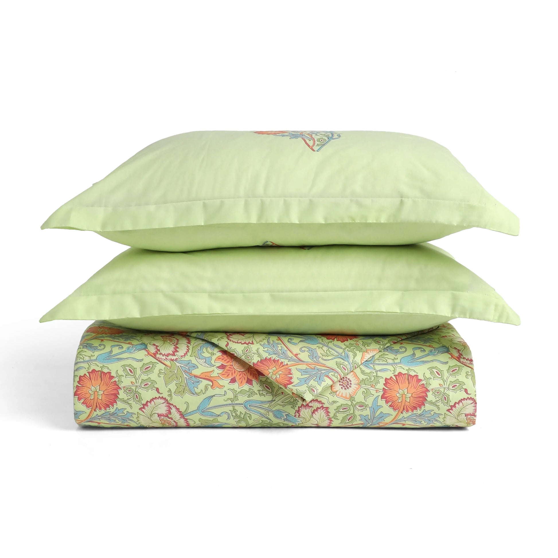 Chippa Lane | Contemporary Indian Print Design Coordinated Bedding Set | Set of Bedsheet & Dohar Green / Double