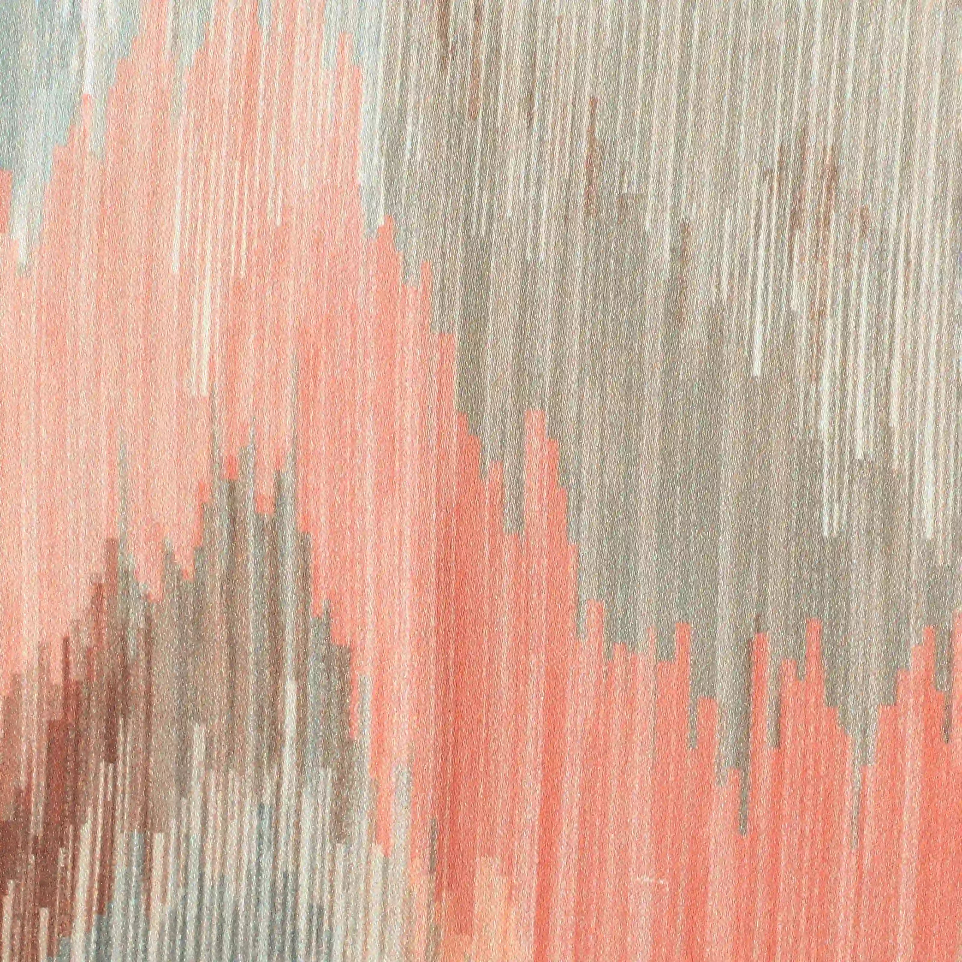 Bloomshire Classic Set Of 2 Printed Readymade Curtains | Modern Ikat Rusty Rose / Door-XL (9ft X 4.4ft)