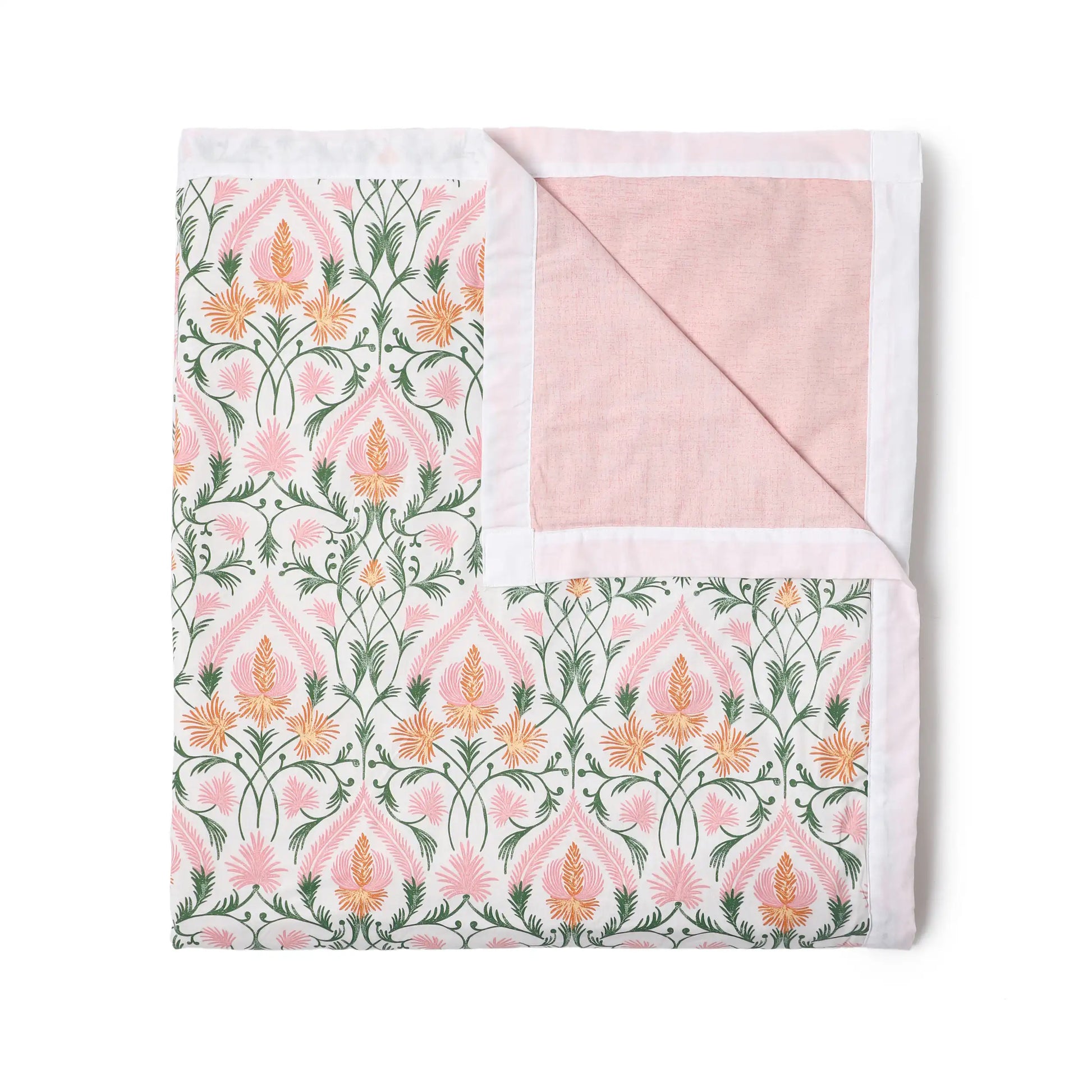 Bloomshire Classic | Everyday Charm Printed Reversible Dohar with Super Soft Flannel Layering-Salmon Salmon / Single