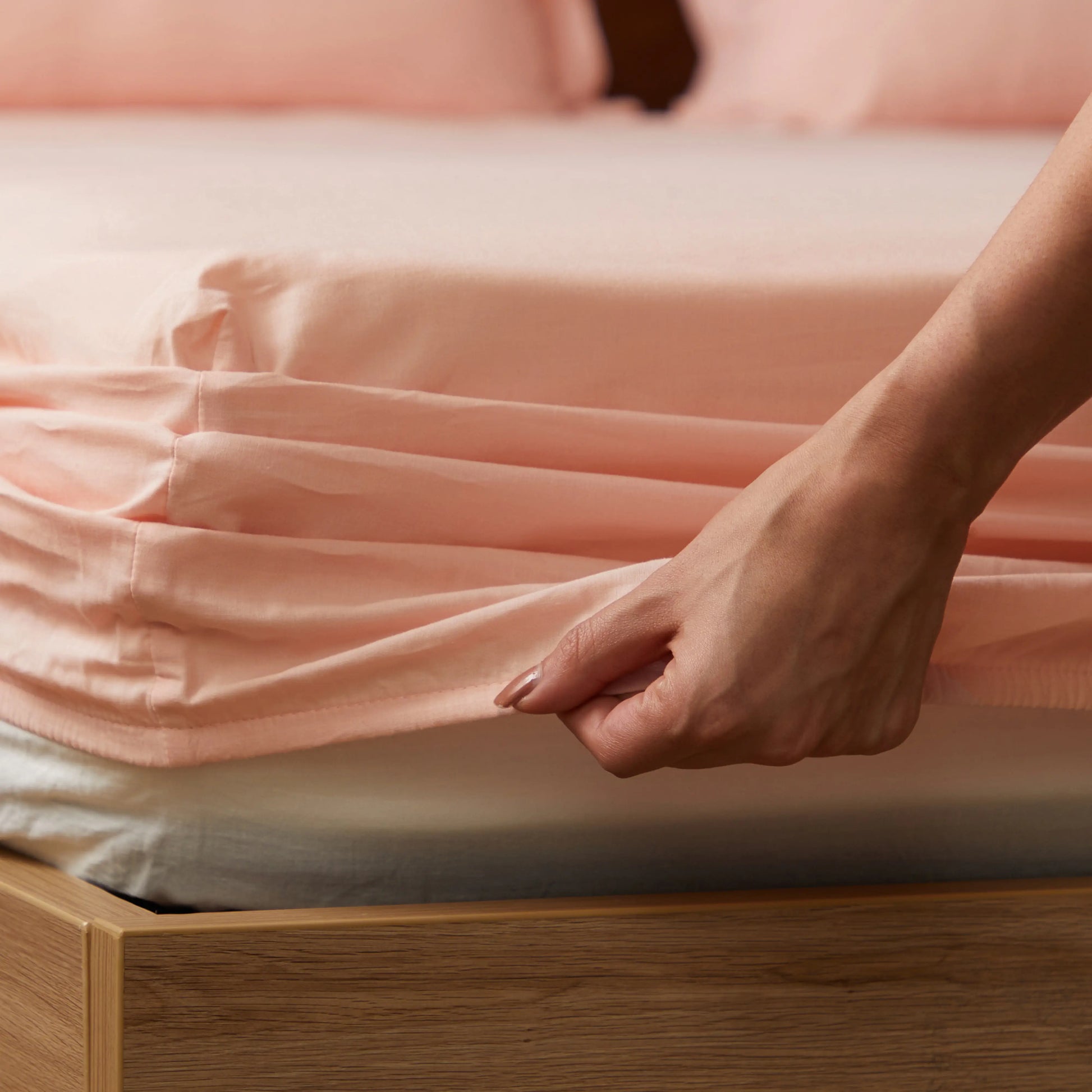 Paleto | Everyday Hues Solid Dyed Cotton Fitted Sheet Set-Veiled Rose Veiled Rose / King