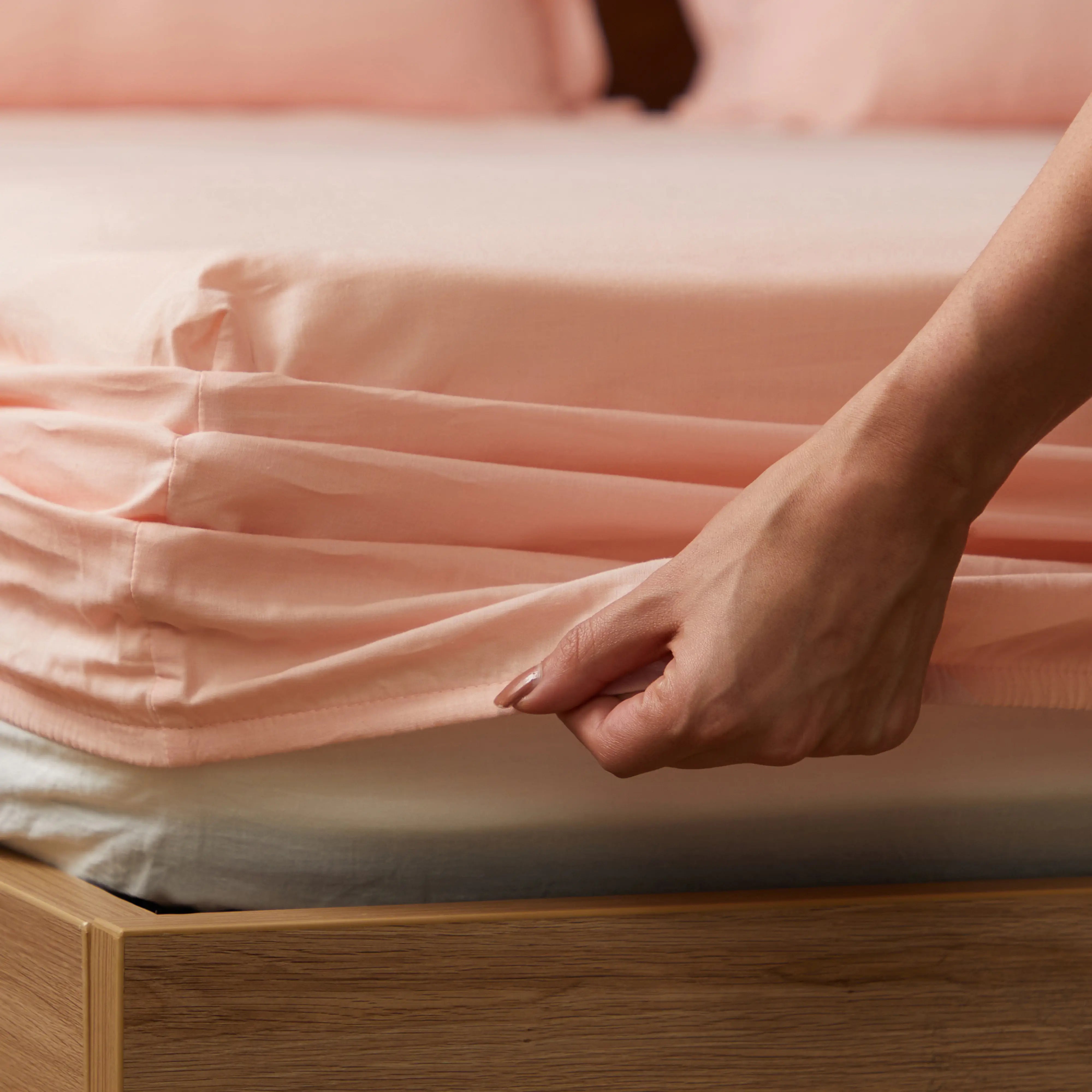 Paleto | Everyday Hues Solid Dyed Cotton Fitted Sheet Set-Veiled Rose Veiled Rose / King
