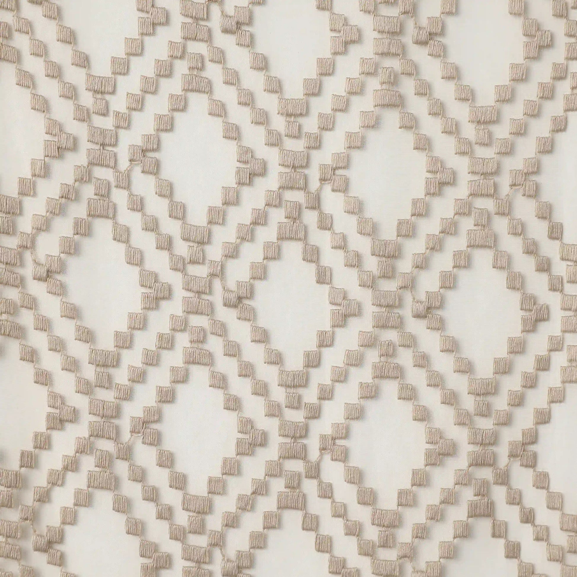 Velina Set Of 2 Embroidered Sheer Readymade Curtains | Boho Mirage Pebble Taupe / Door (3.60ft X 7.22ft)