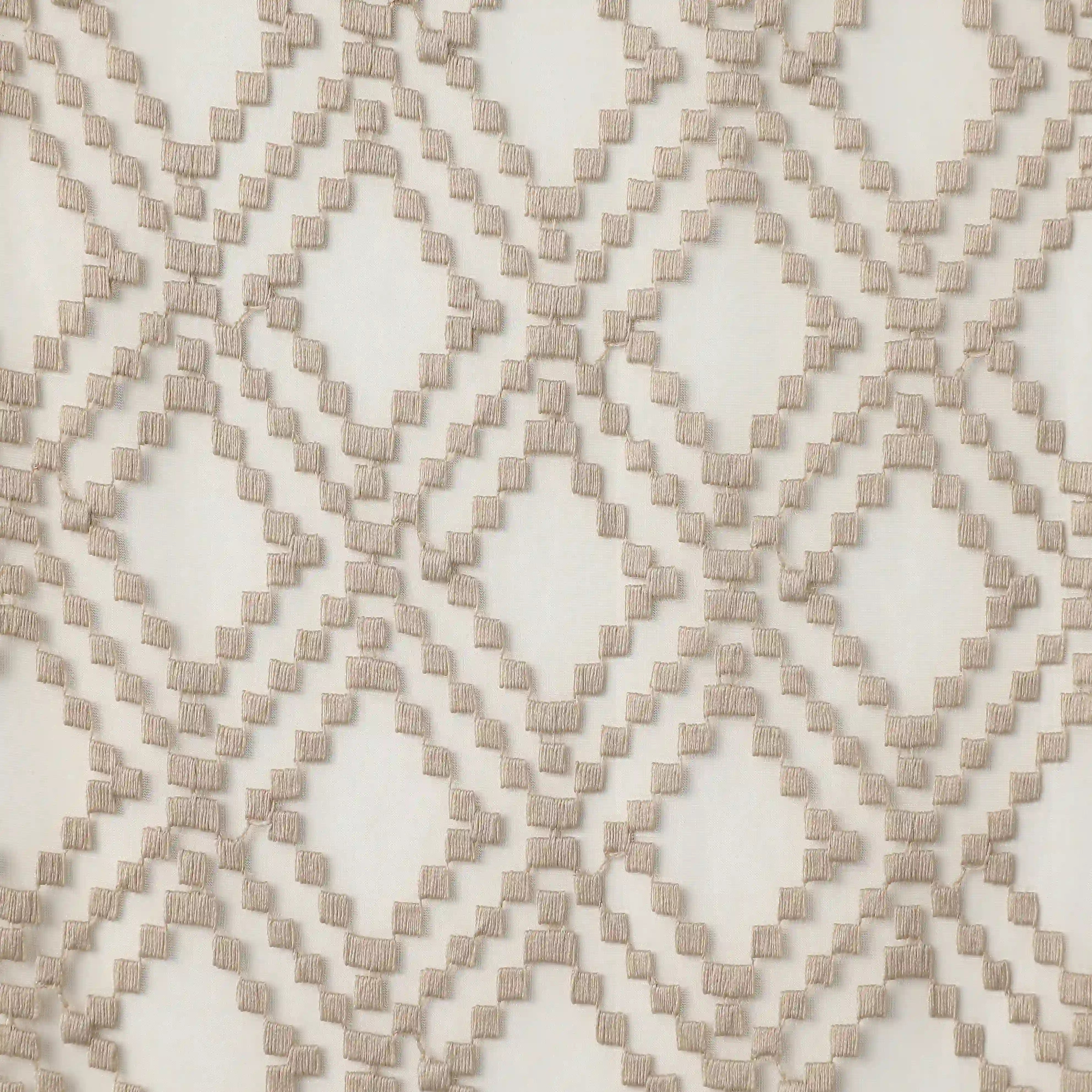 Velina Set Of 2 Embroidered Sheer Readymade Curtains | Boho Mirage Pebble Taupe / Door (3.60ft X 7.22ft)