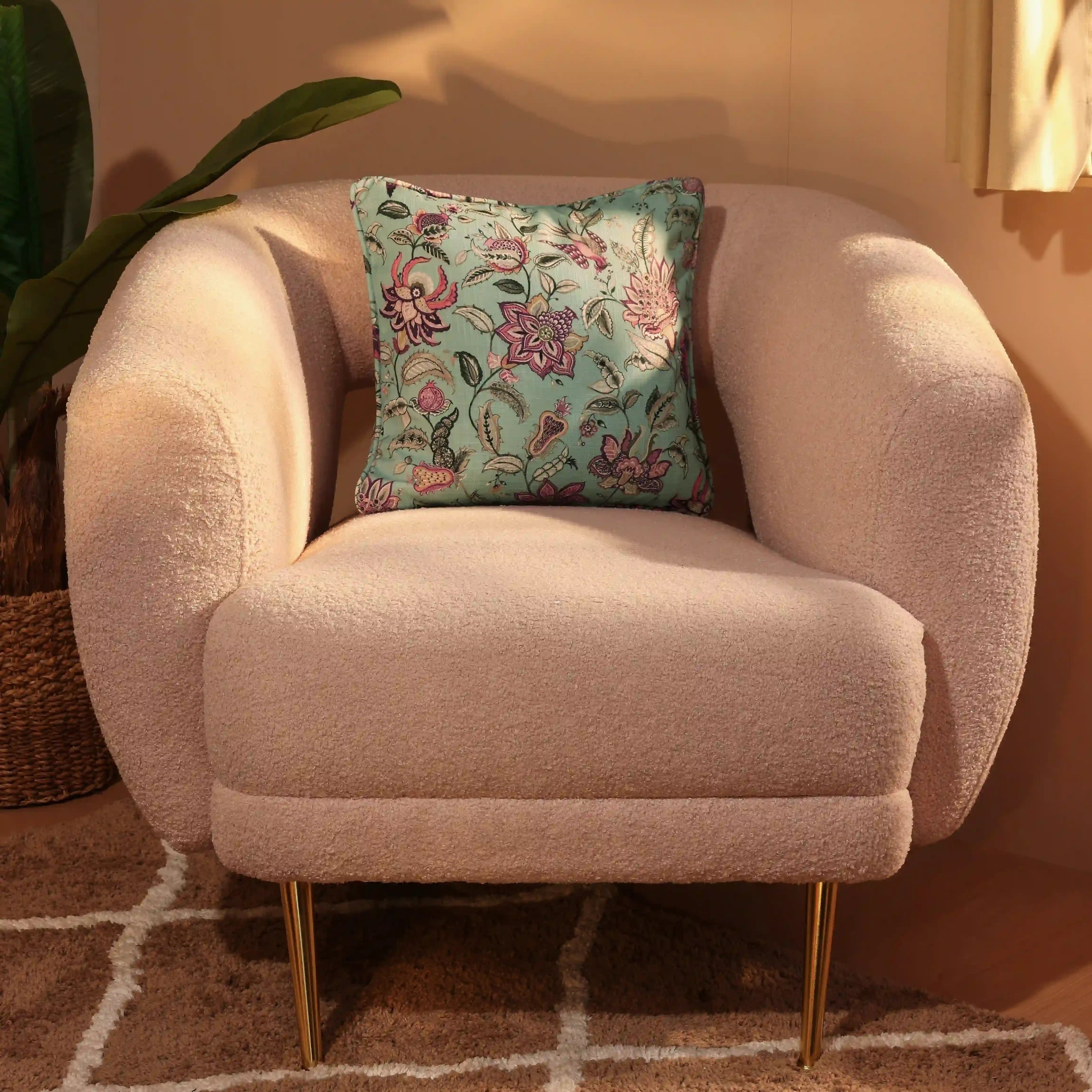 Espricia Printed Cushion Cover | Heritage Bloom Serene Frost / Cushion Cover (51cm x 51cm)