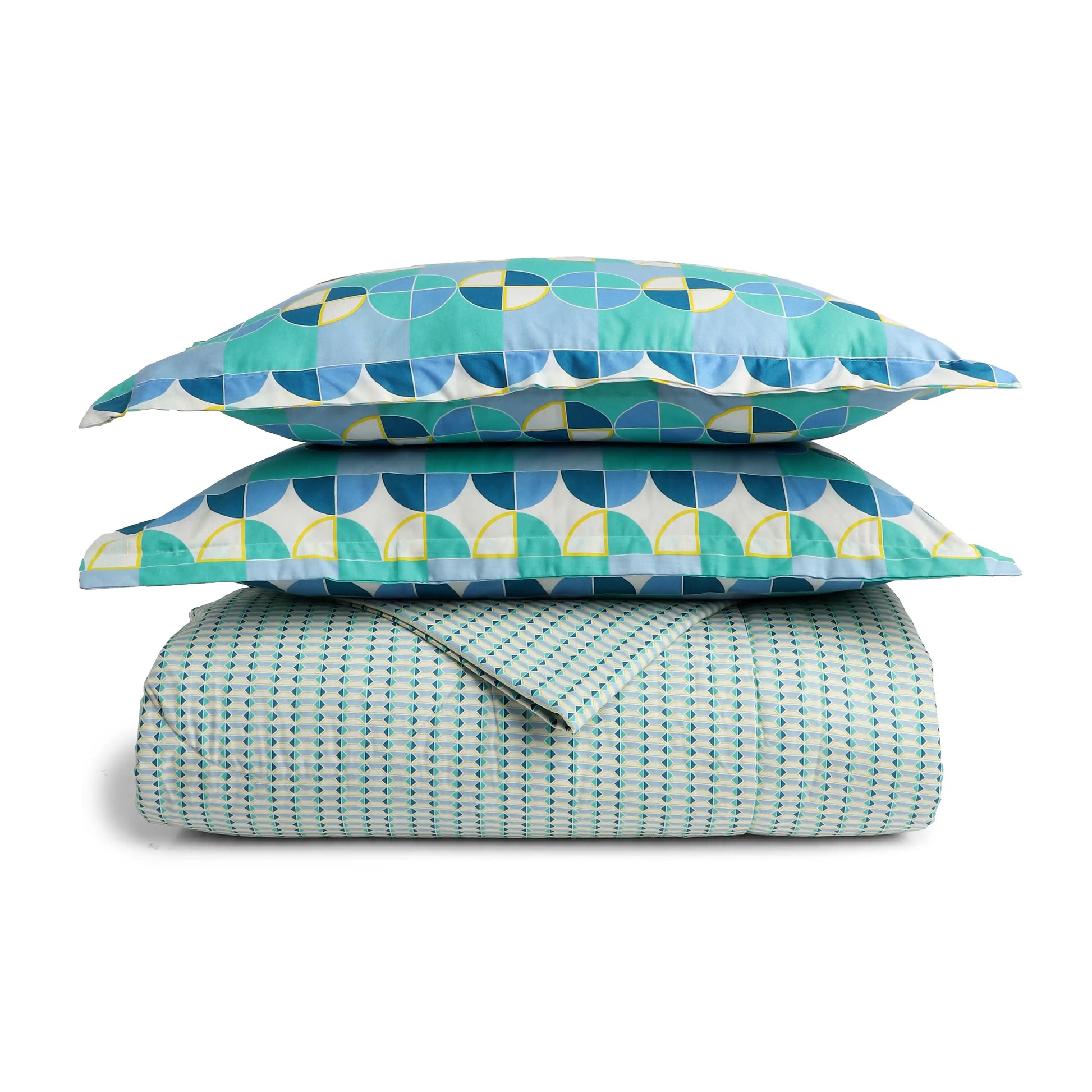 Mishella Printed Kaleido Teal Bedding Set-3 (Dbl Bedsheet + Dbl Comforter) Kaleido Teal / Double