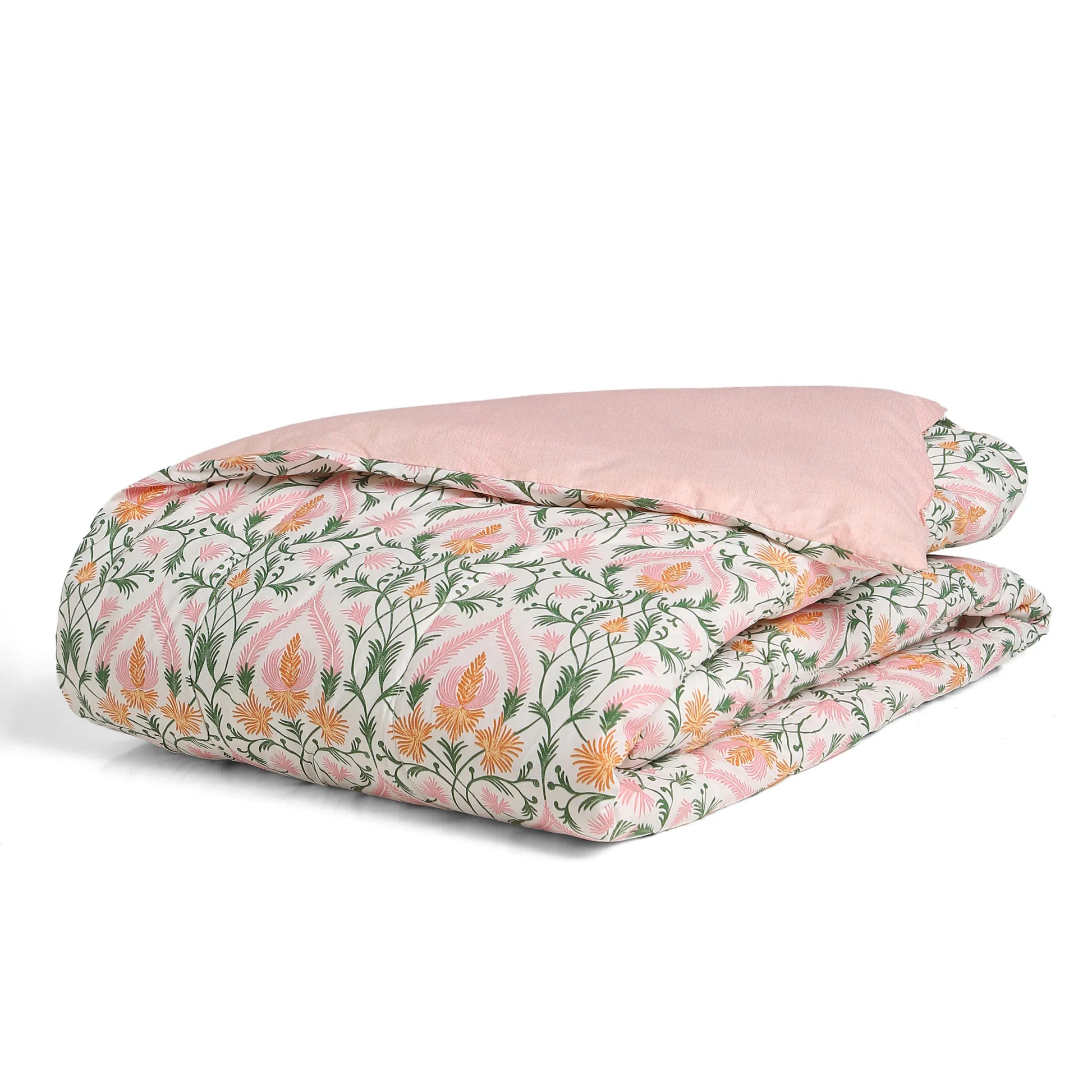 Bloomshire Classic | Everyday Charm Printed 120GSM Reversible Comforter-Salmon Salmon / Single