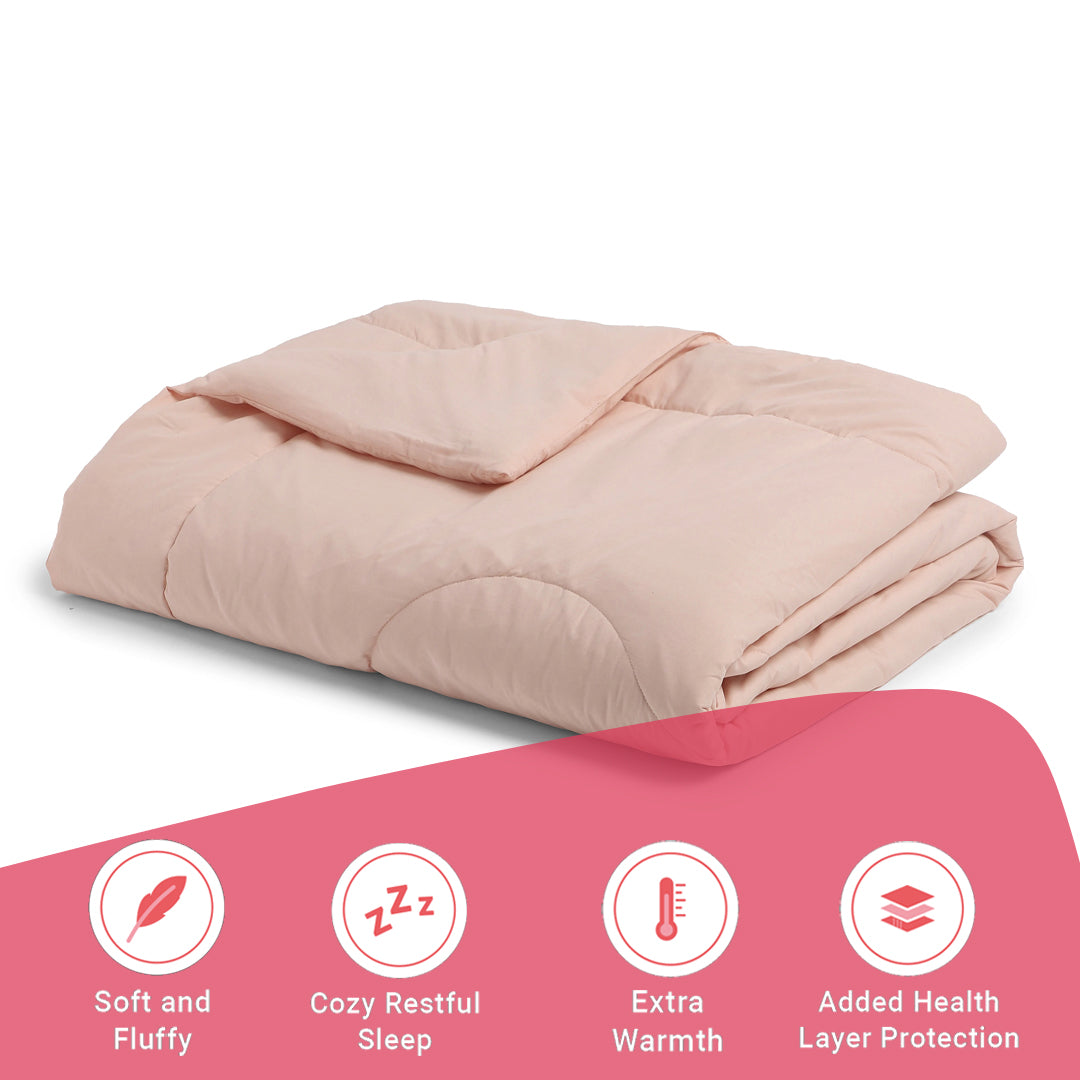 Paleto | Everyday Hues Cotton Solid Dyed 240GSM Comforter for Extra Warmth-Veiled Rose