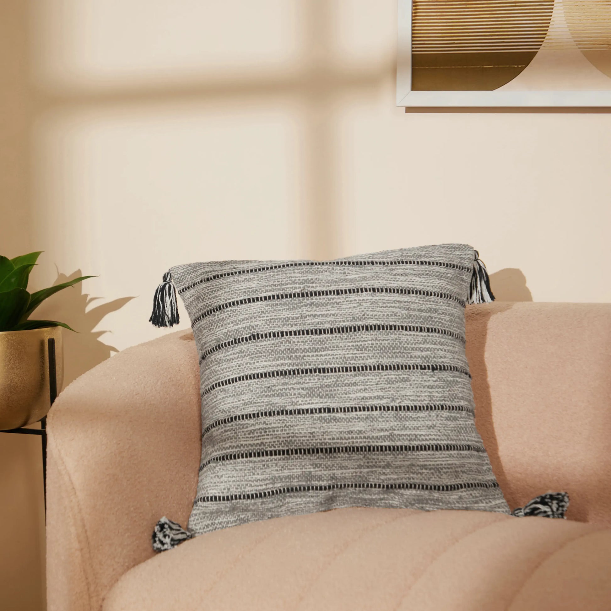 Vissencia 100% Cotton Woven Cushion Cover | Summer Breeze Stormy Slate / Cushion Cover (41cm x 41cm)