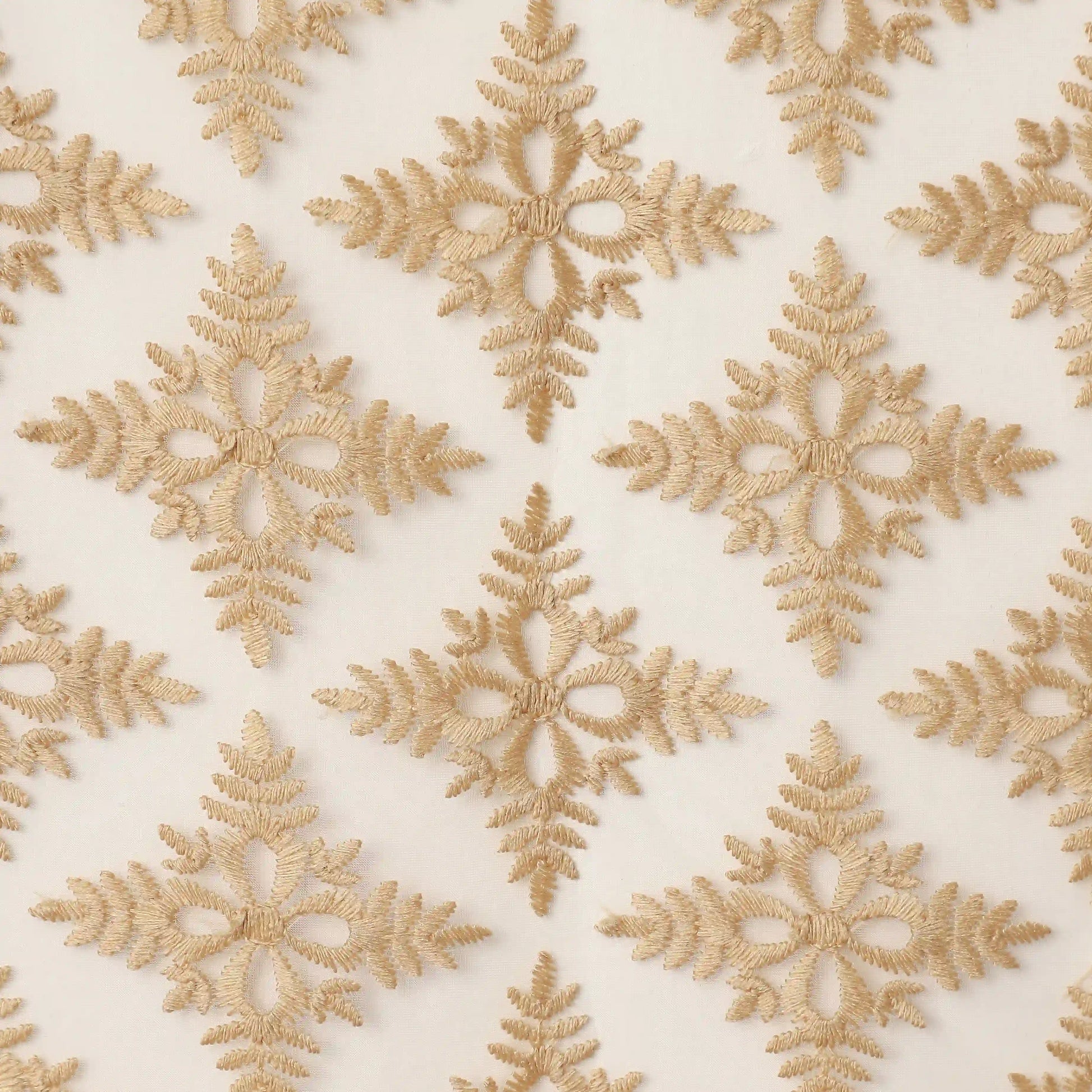 Velina Set Of 2 Embroidered Sheer Readymade Curtains | Royal Jharokha Golden Glow / Door (3.60ft X 7.22ft)