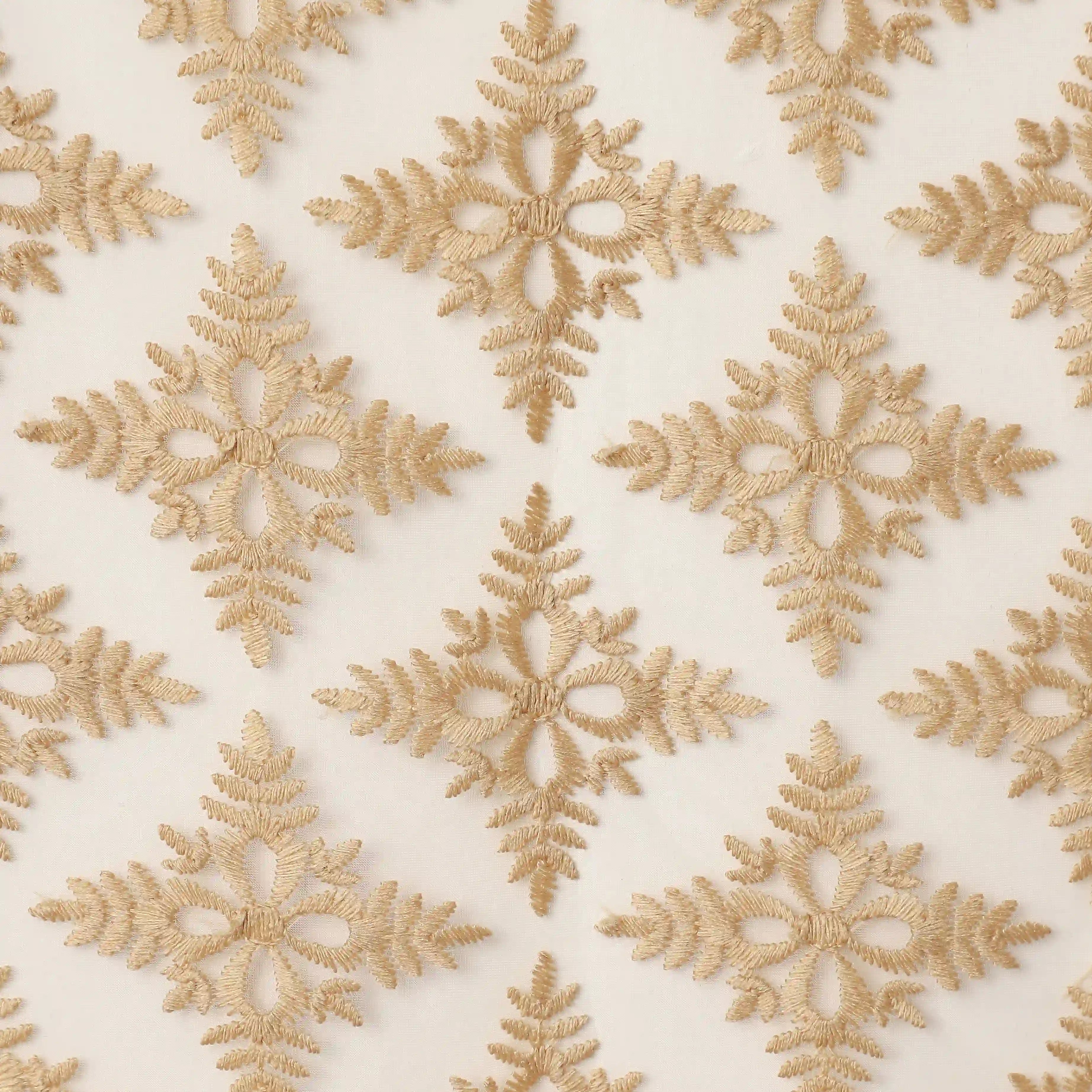 Velina Set Of 2 Embroidered Sheer Readymade Curtains | Royal Jharokha Golden Glow / Door (3.60ft X 7.22ft)