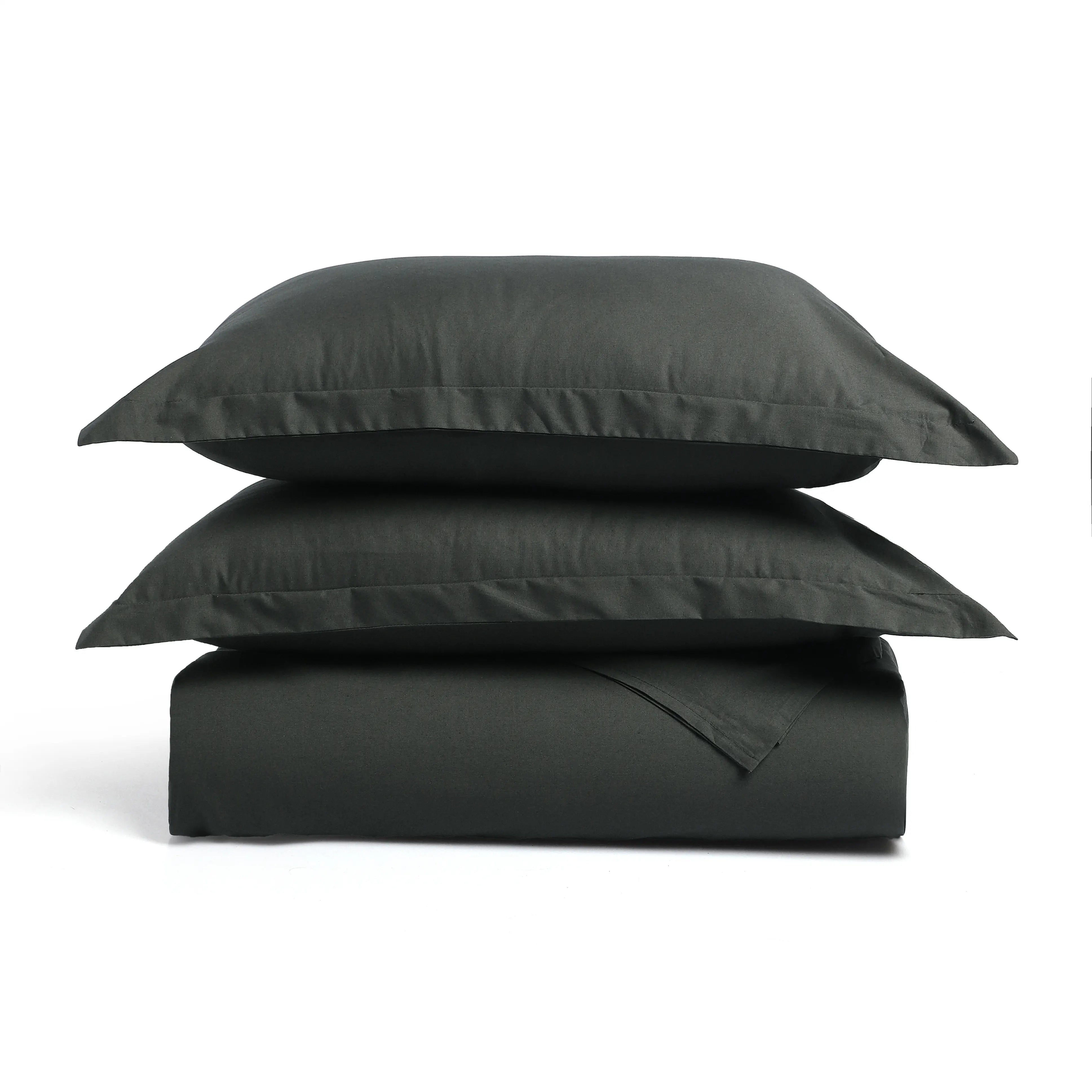 Paleto | Everyday Hues Solid Dyed Cotton Bedsheet Set-Dark Grey Dark Grey / Super King