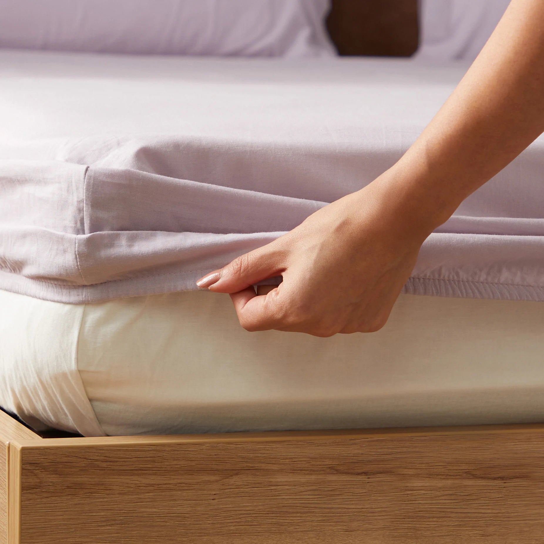 Paleto | Everyday Hues Solid Dyed Cotton Fitted Sheet Set-Grey Lavender Grey Lavender / King