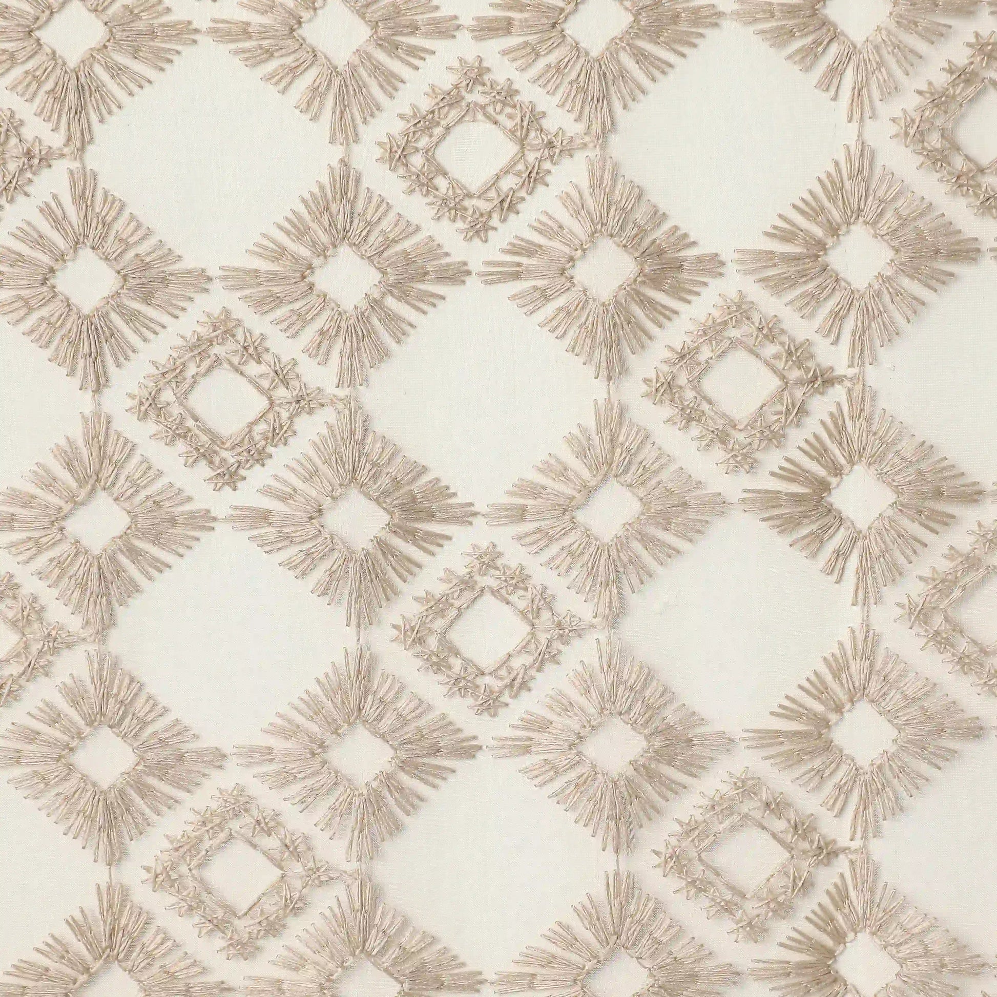 Velina Set Of 2 Embroidered Sheer Readymade Curtains | Modern Heritage Taupe Truffle / Door (3.60ft X 7.22ft)