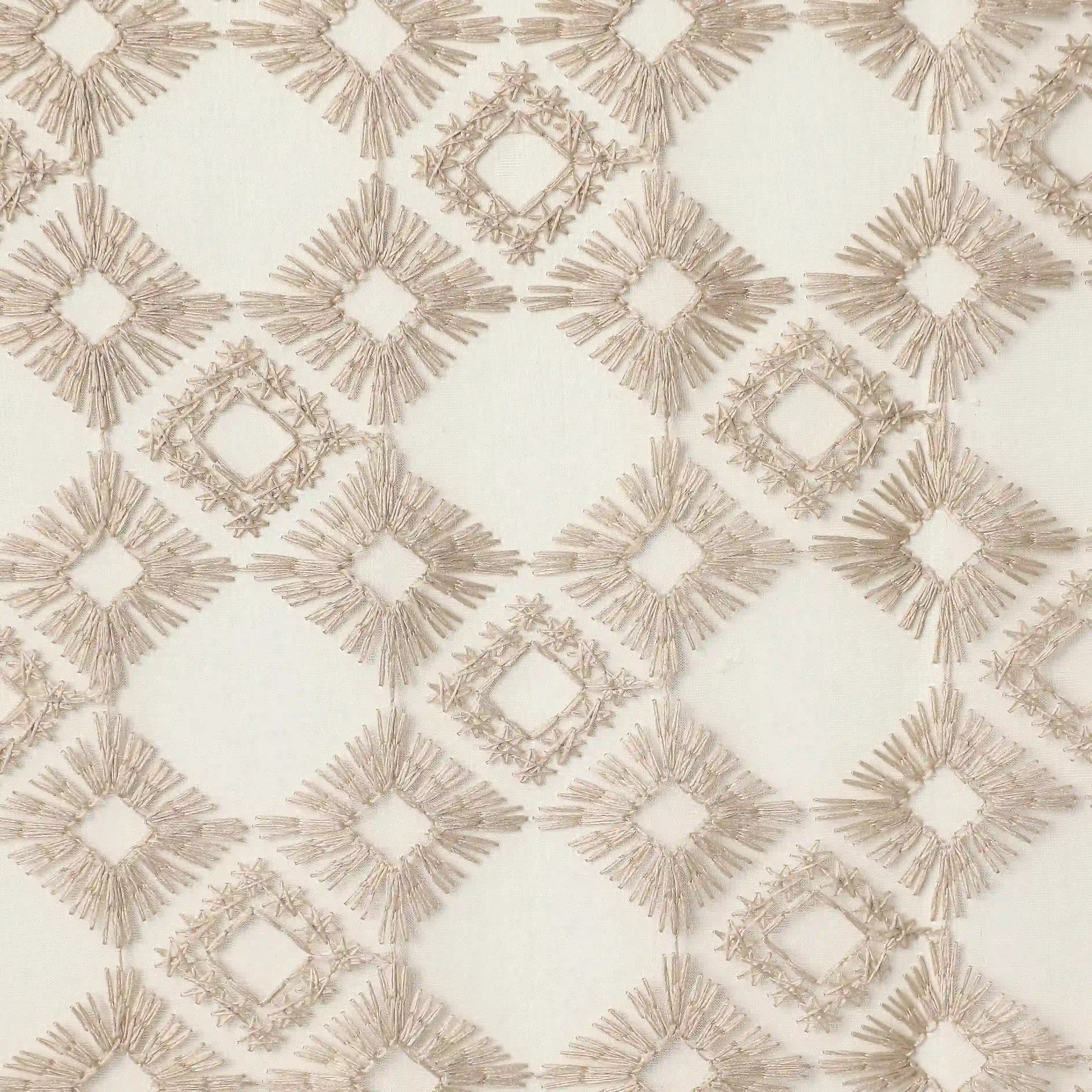 Velina Set Of 2 Embroidered Sheer Readymade Curtains | Modern Heritage Taupe Truffle / Door (3.60ft X 7.22ft)