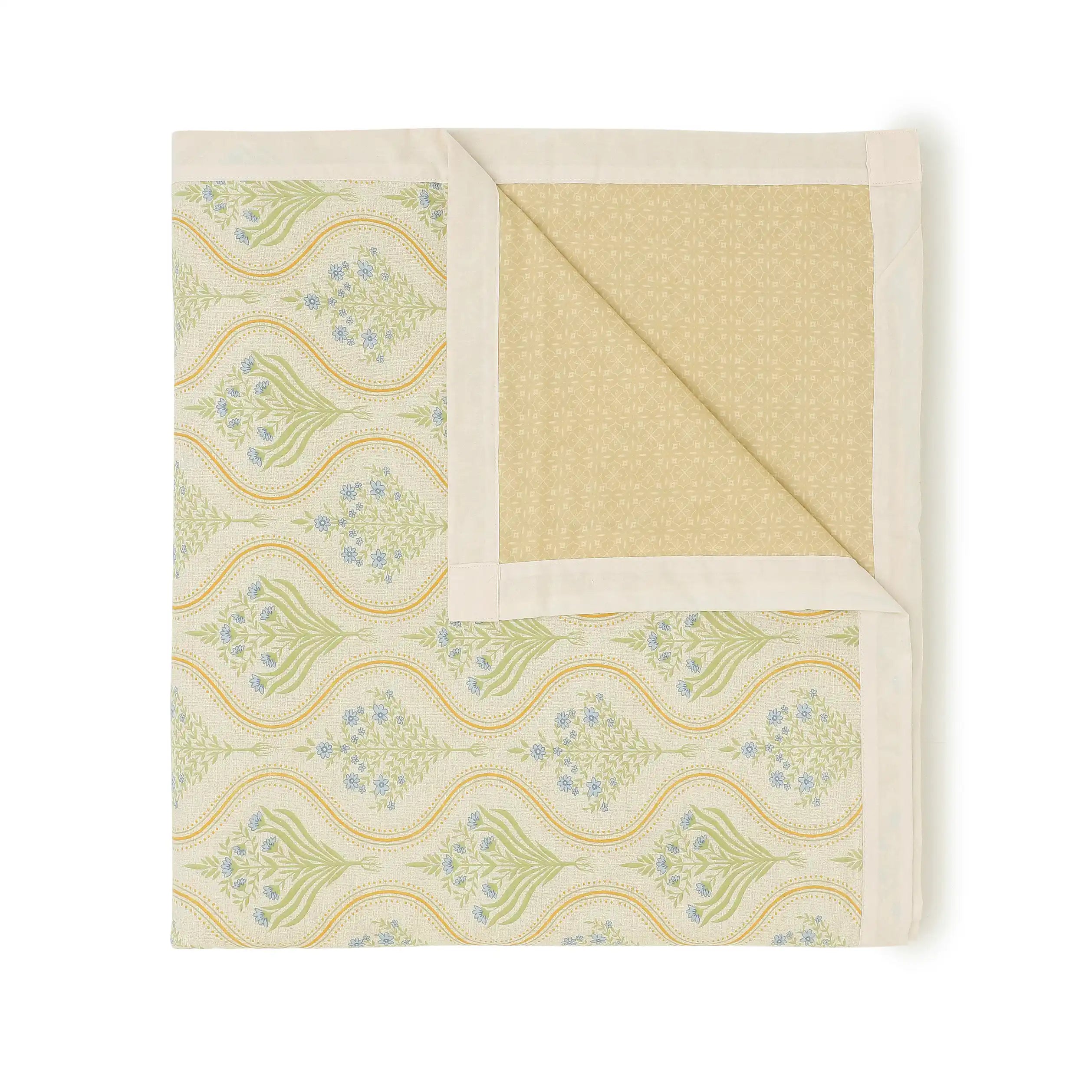 Chippa Lane | Contemporary Indian Print Design Reversible Dohar with Super Soft Flannel Layering-Mustard Mustard / Double
