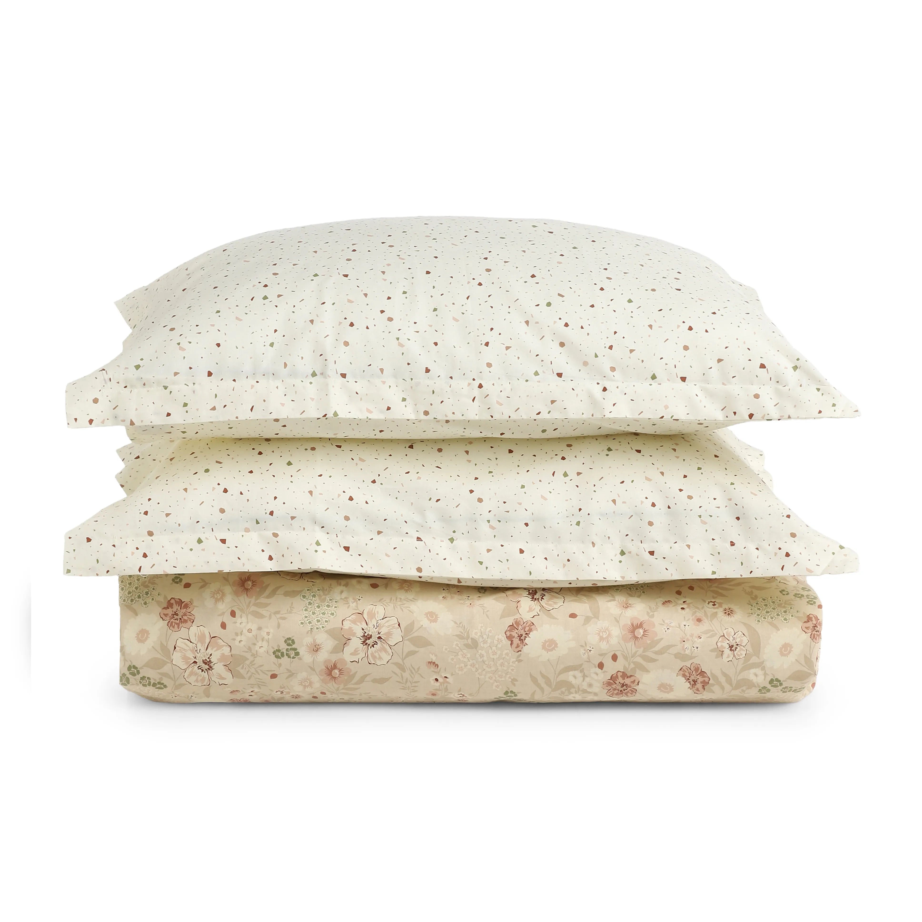 Mishella | Mix & Match Printed Cotton Bedsheet Set - Beige Beige / Queen