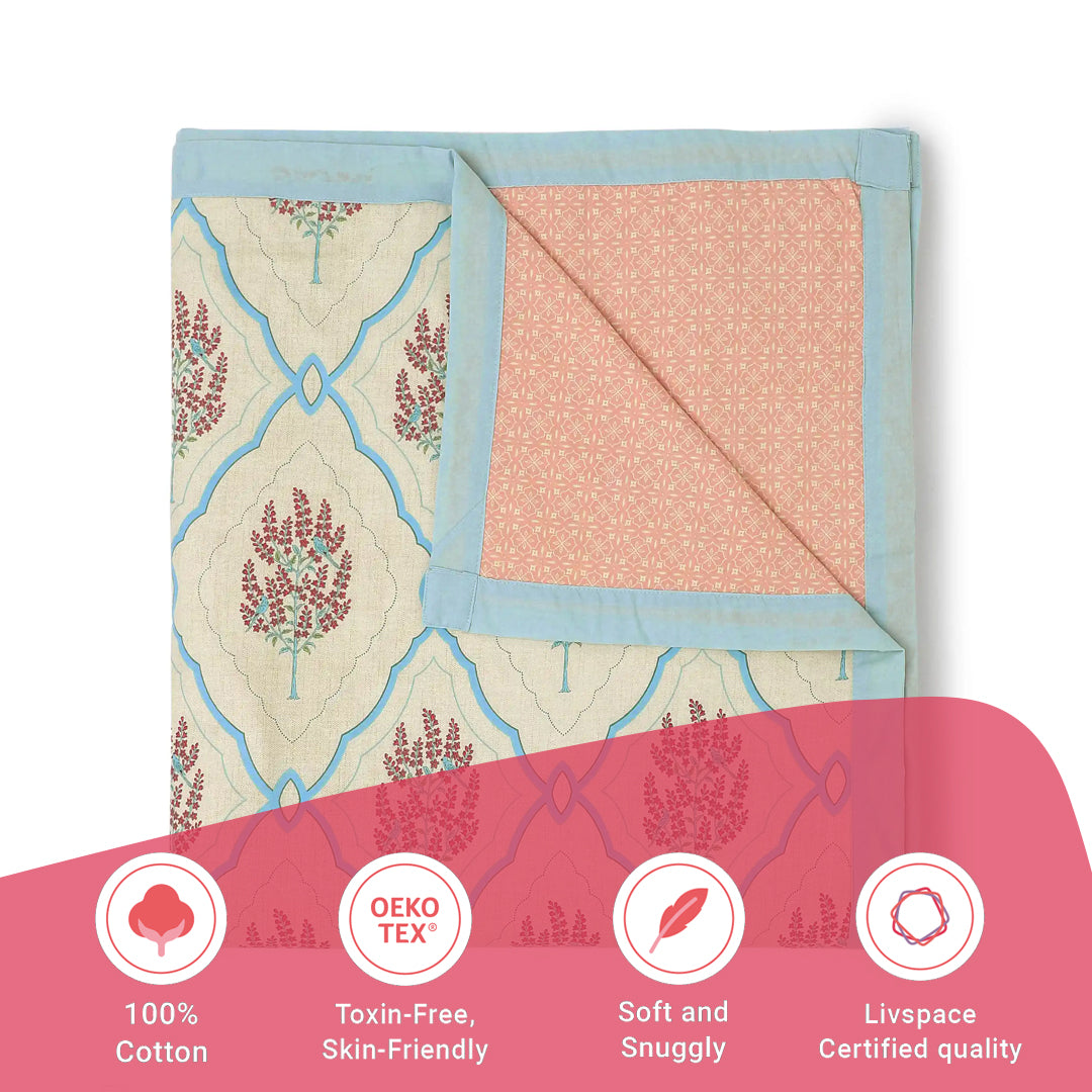 Chippa Lane | Contemporary Indian Print Design Reversible Dohar with Super Soft Flannel Layering-Sage Bloom