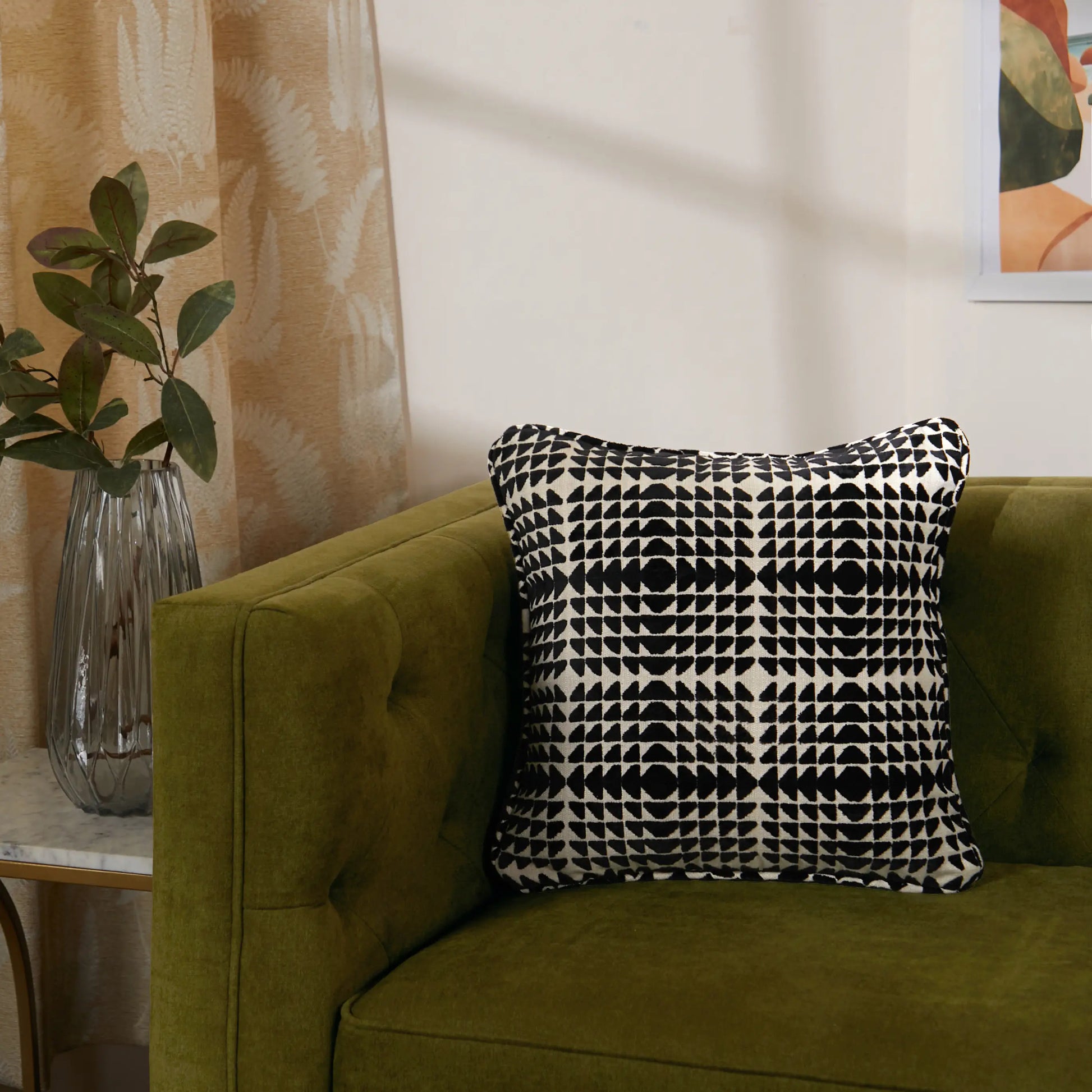 Estrella Woven Cushion Cover | Monochrome Play Ebony / Cushion Cover (51cm x 51cm)