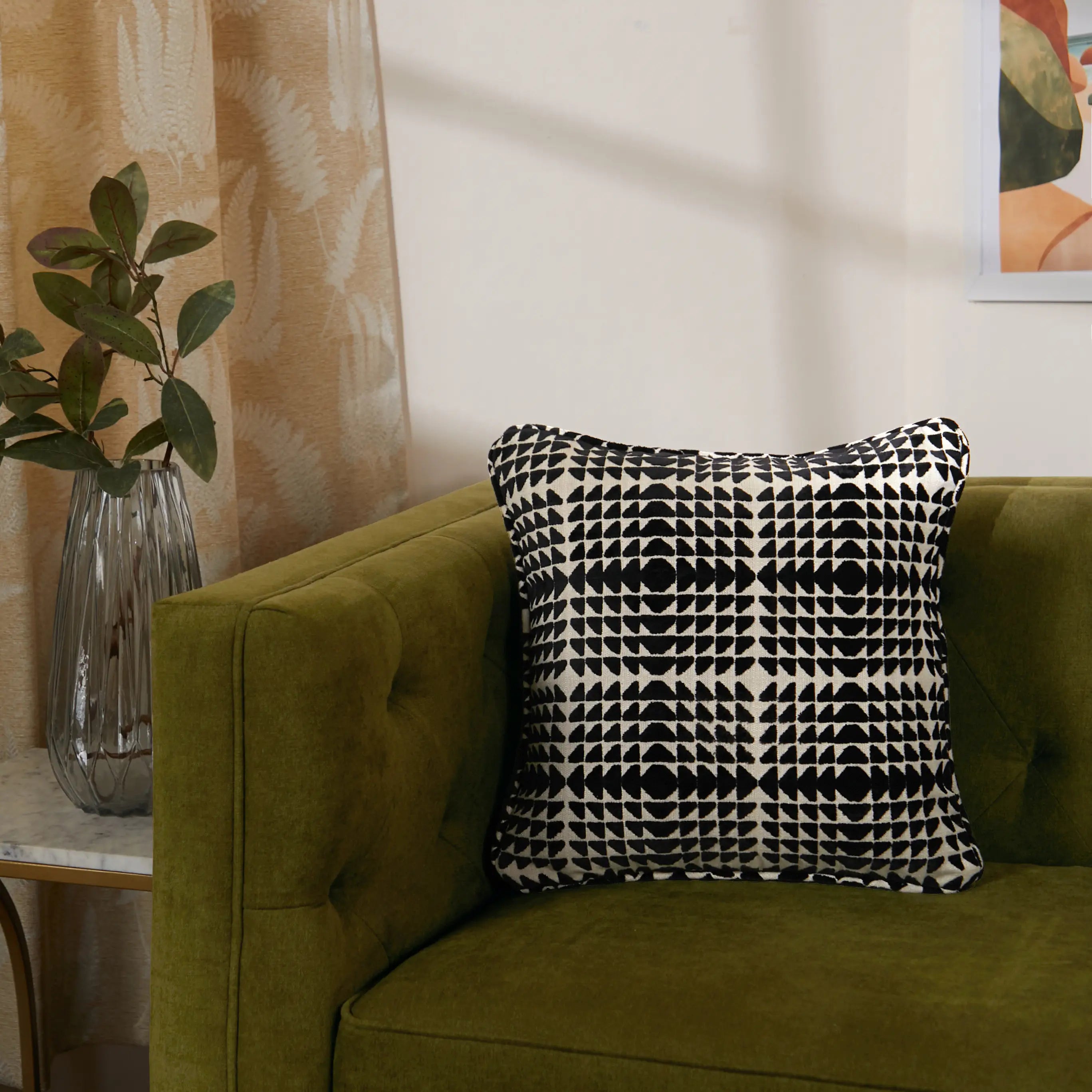 Estrella Woven Cushion Cover | Monochrome Play Ebony / Cushion Cover (51cm x 51cm)