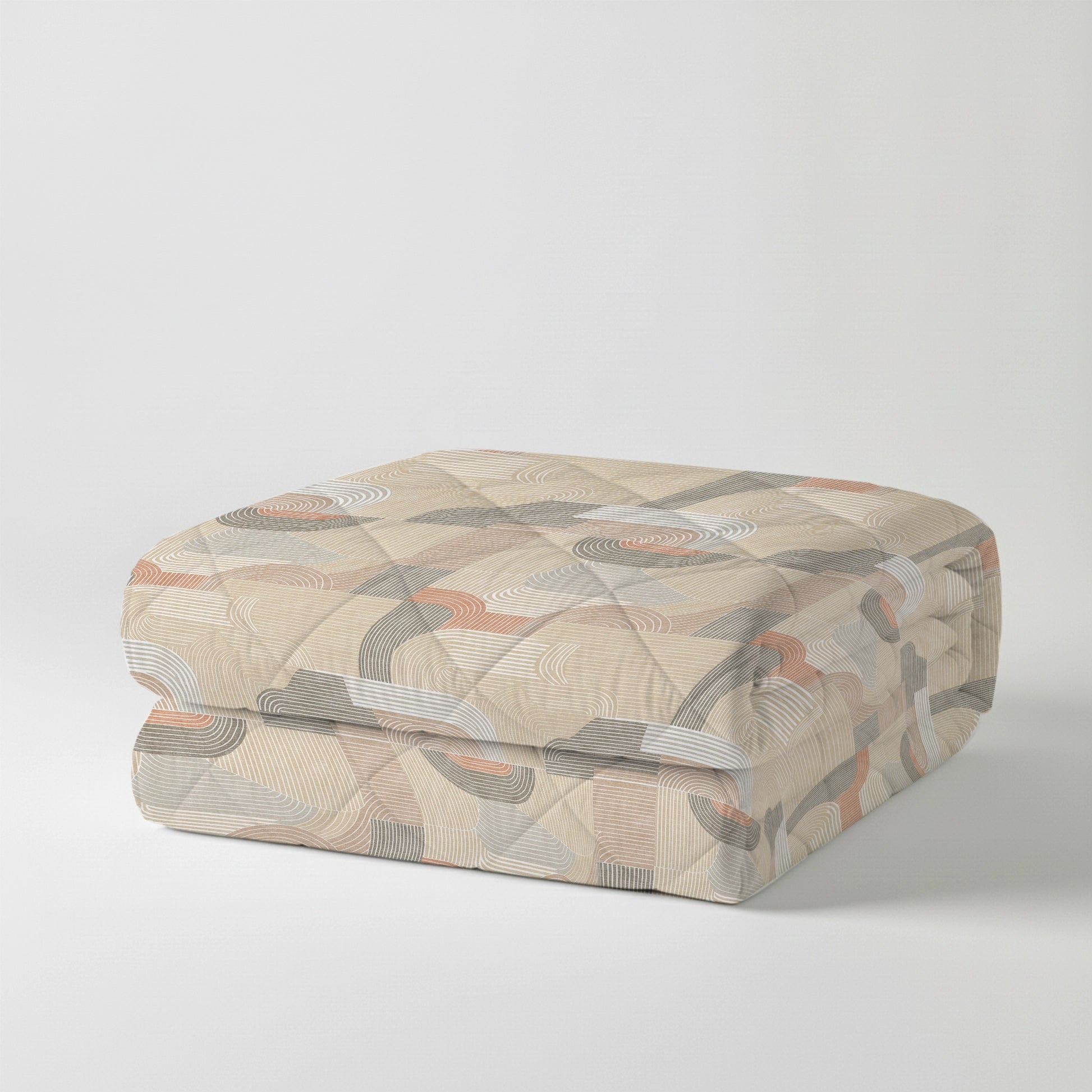 Udyan Tales | Modern Abstract Printed Bedding Set - Set of Bedsheet & Comforter - Neutral Beige Neutral Beige / King