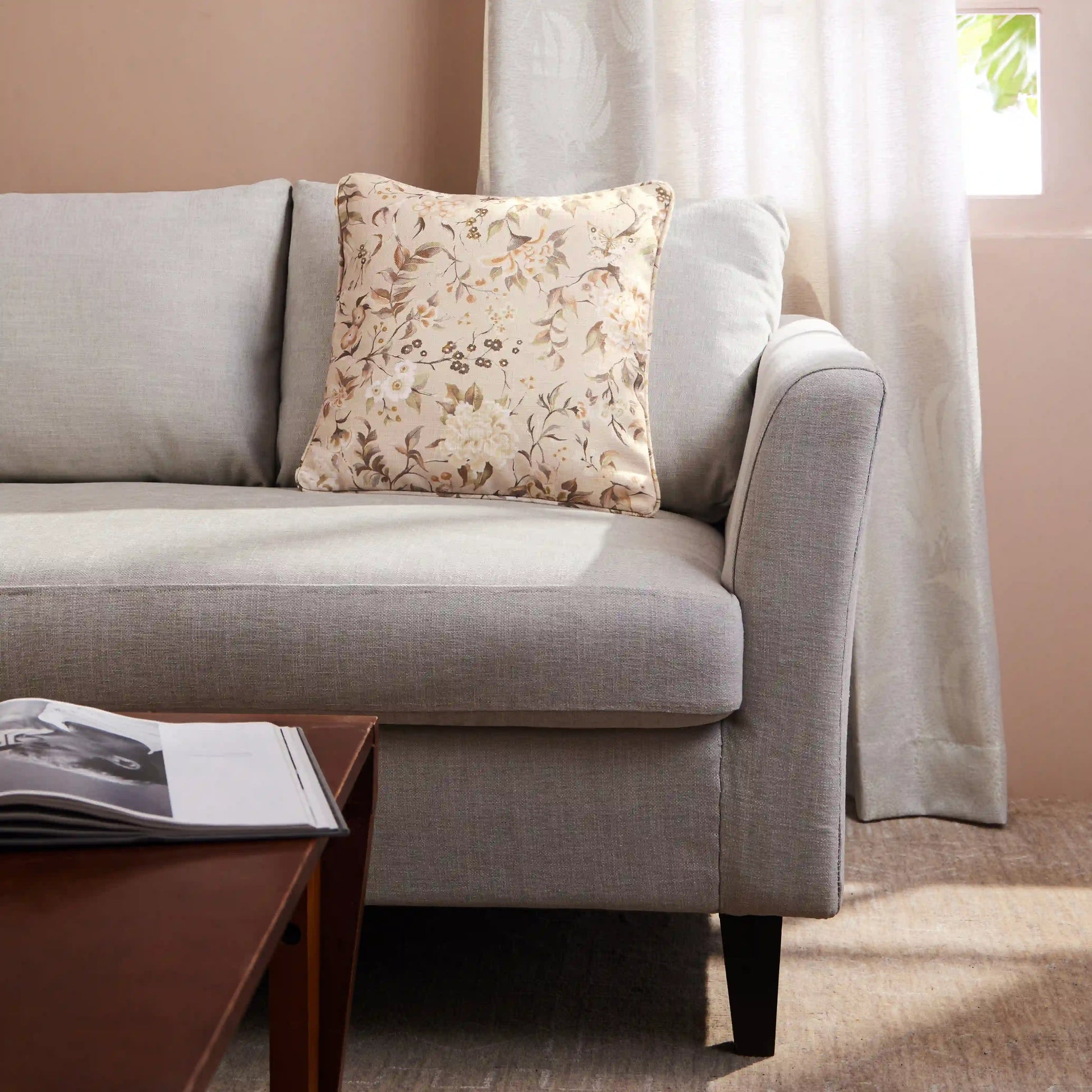 Espricia Printed Cushion Cover | Gardenia Vintage Sepia / Cushion Cover (51cm x 51cm)