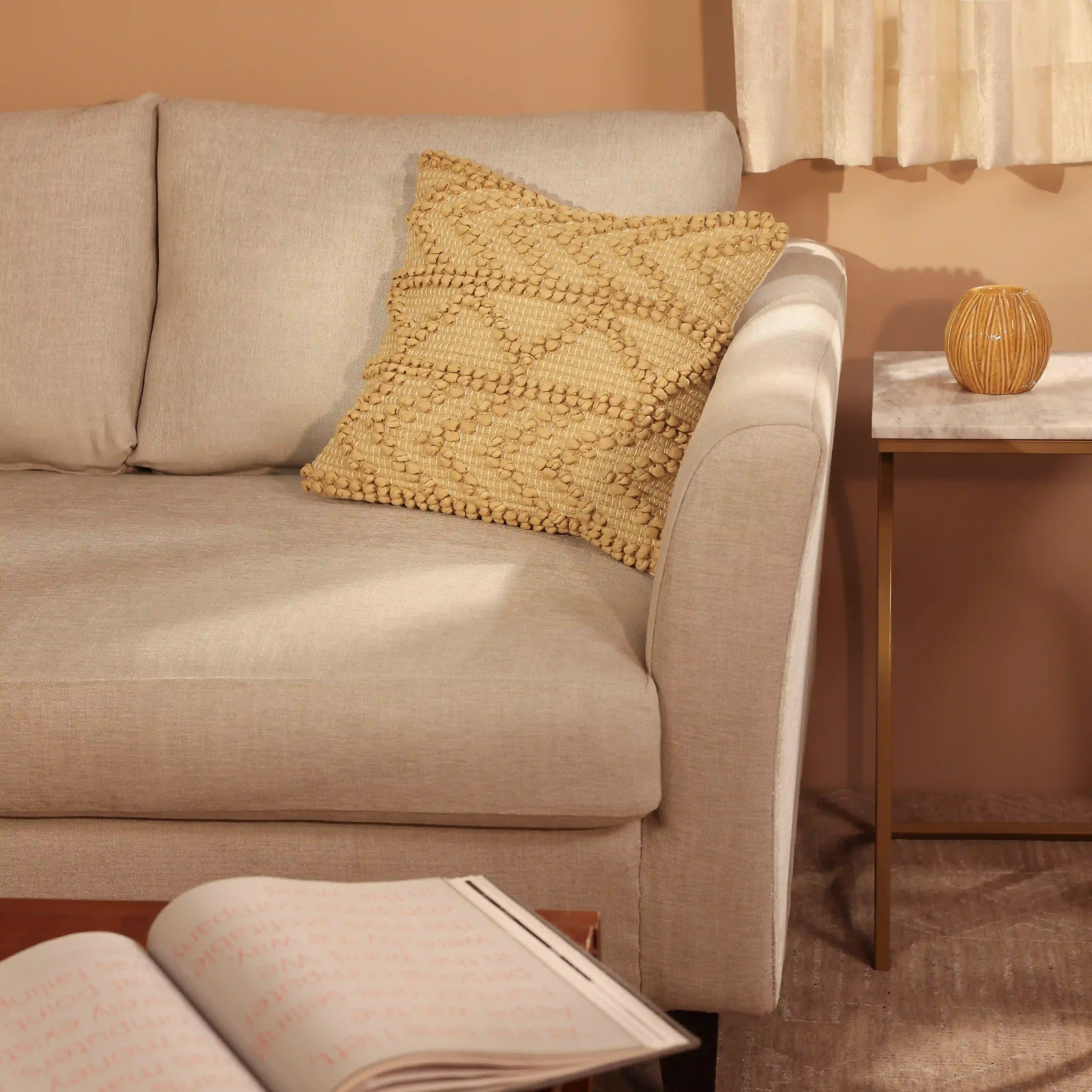 Espricia 100% Cotton Cushion Cover | Boho Soul Honey Mustard / Cushion Cover (41cm x 41cm)