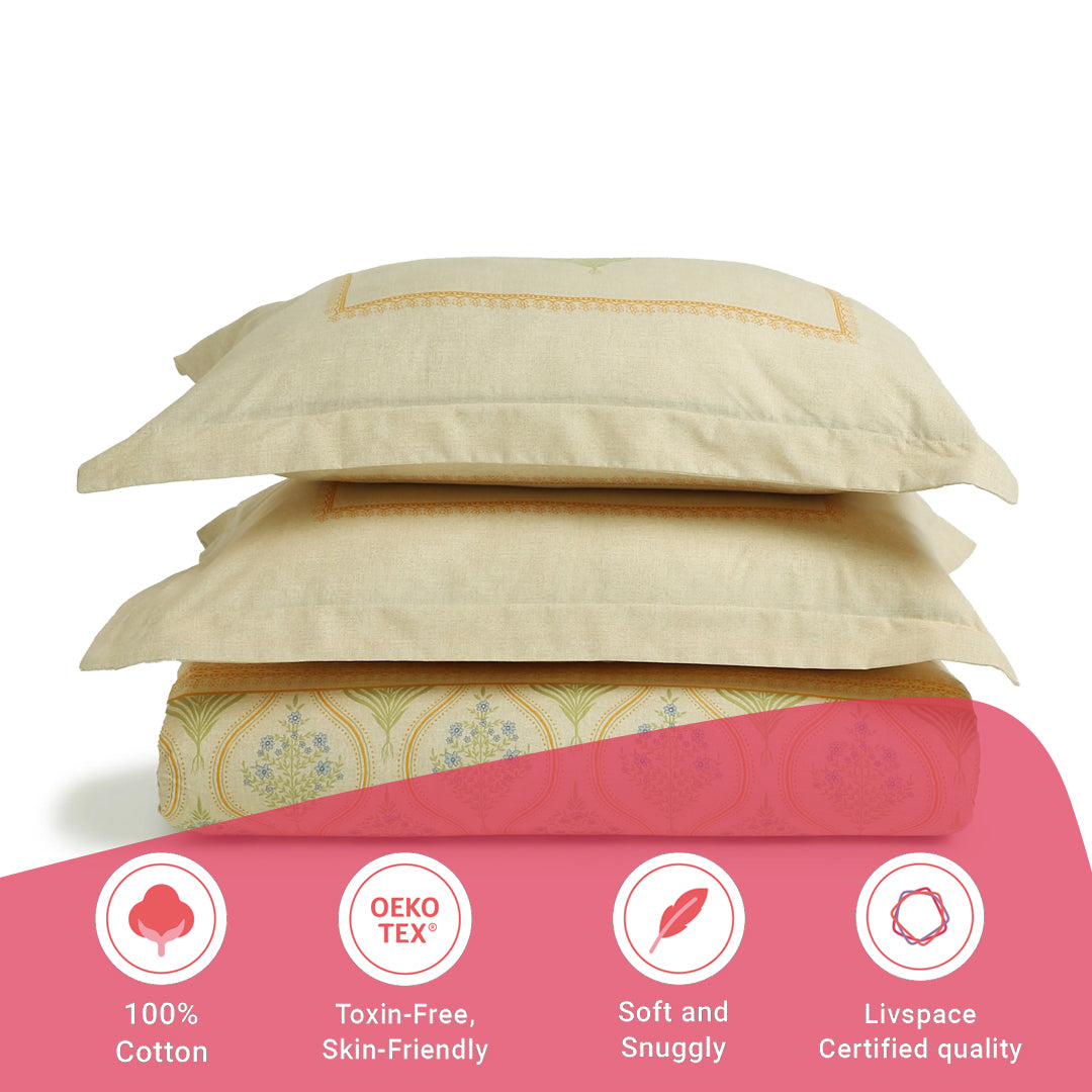 Chippa Lane | Contemporary Indian Print Design Cotton Fitted Sheet Set-Mustard