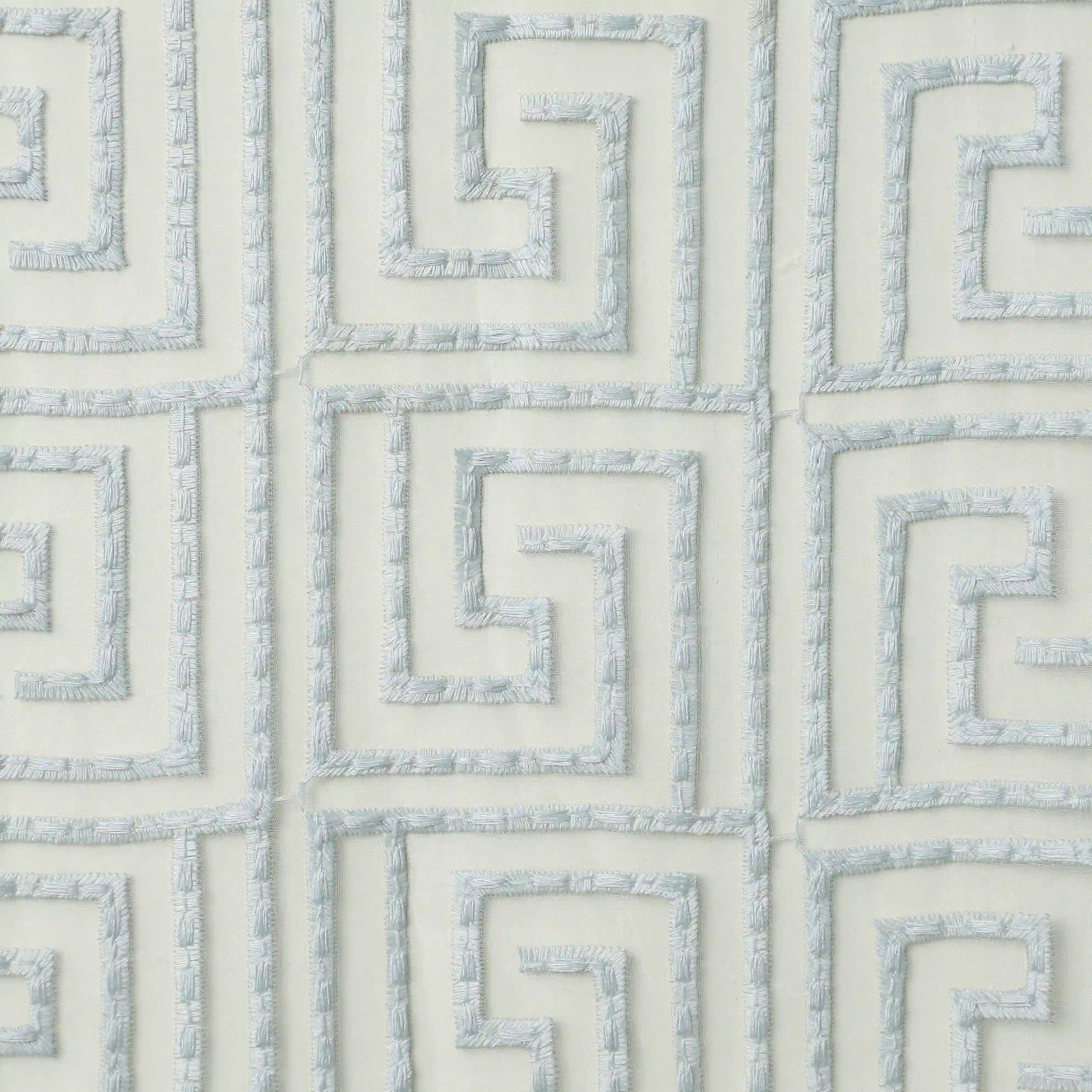 Velina Set Of 2 Embroidered Sheer Readymade Curtains | Modern Maze Dusky Sky / Door (3.60ft X 7.22ft)