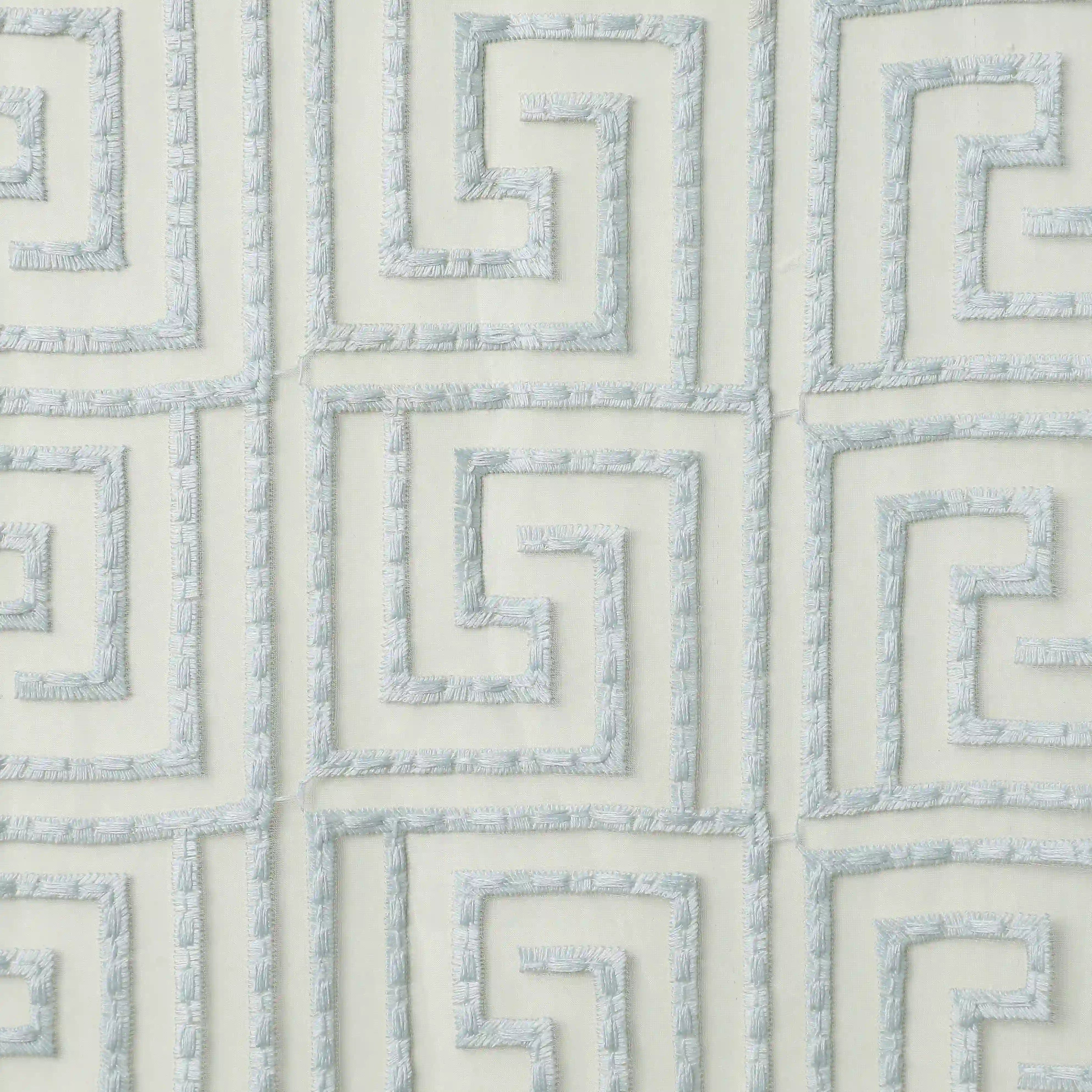 Velina Set Of 2 Embroidered Sheer Readymade Curtains | Modern Maze Dusky Sky / Door (3.60ft X 7.22ft)