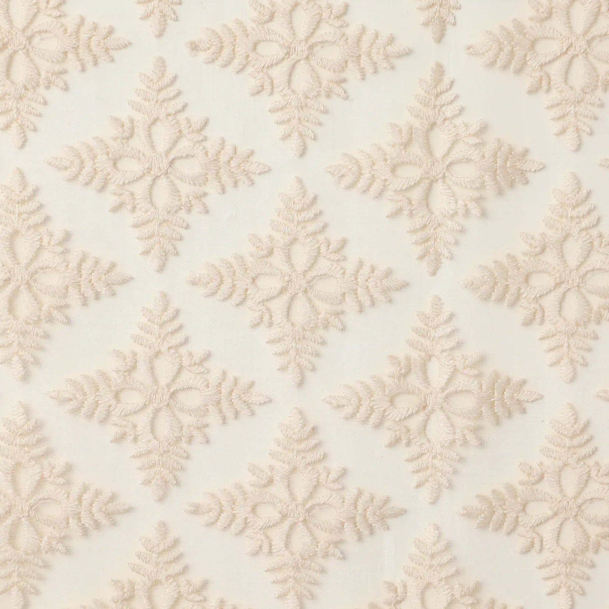 Velina Set Of 2 Embroidered Sheer Readymade Curtains | Royal Jharokha Vanilla Cream / Door (3.60ft X 7.22ft)