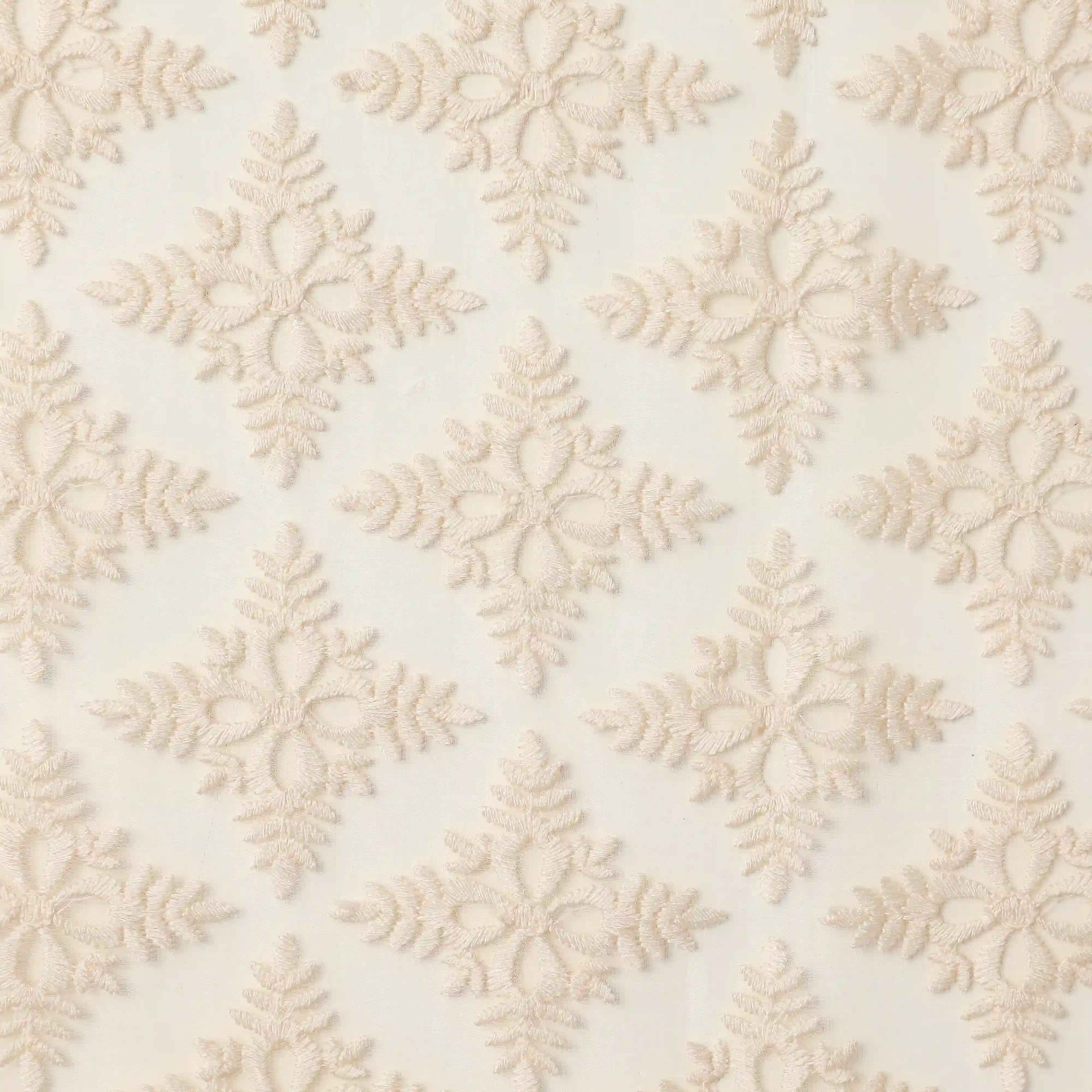 Velina Set Of 2 Embroidered Sheer Readymade Curtains | Royal Jharokha Vanilla Cream / Door (3.60ft X 7.22ft)